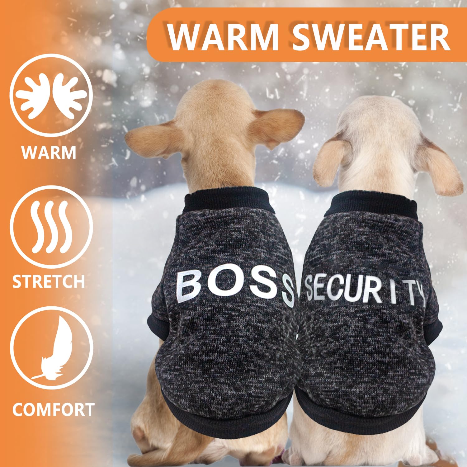 2 Pack Chihuahua Sweater Dog Sweaters For Small Dog Black Fleece Dog Sweater Chihuahua Clothes Security Pattern Puppy Clothes Fa