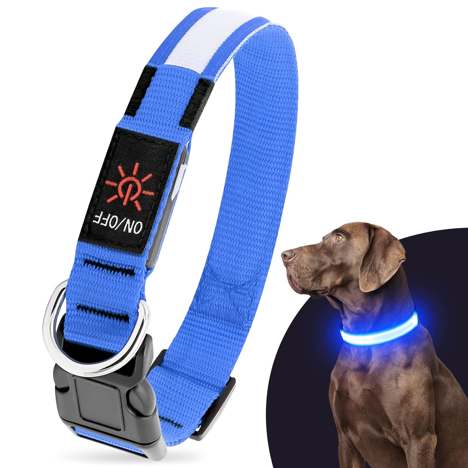 Illumifun Led Dog Collar, Fashion Rechargeable Dog Collar Glow In The Dark, Water-Resistant Safety Pet Collar For Your Dogs Walk
