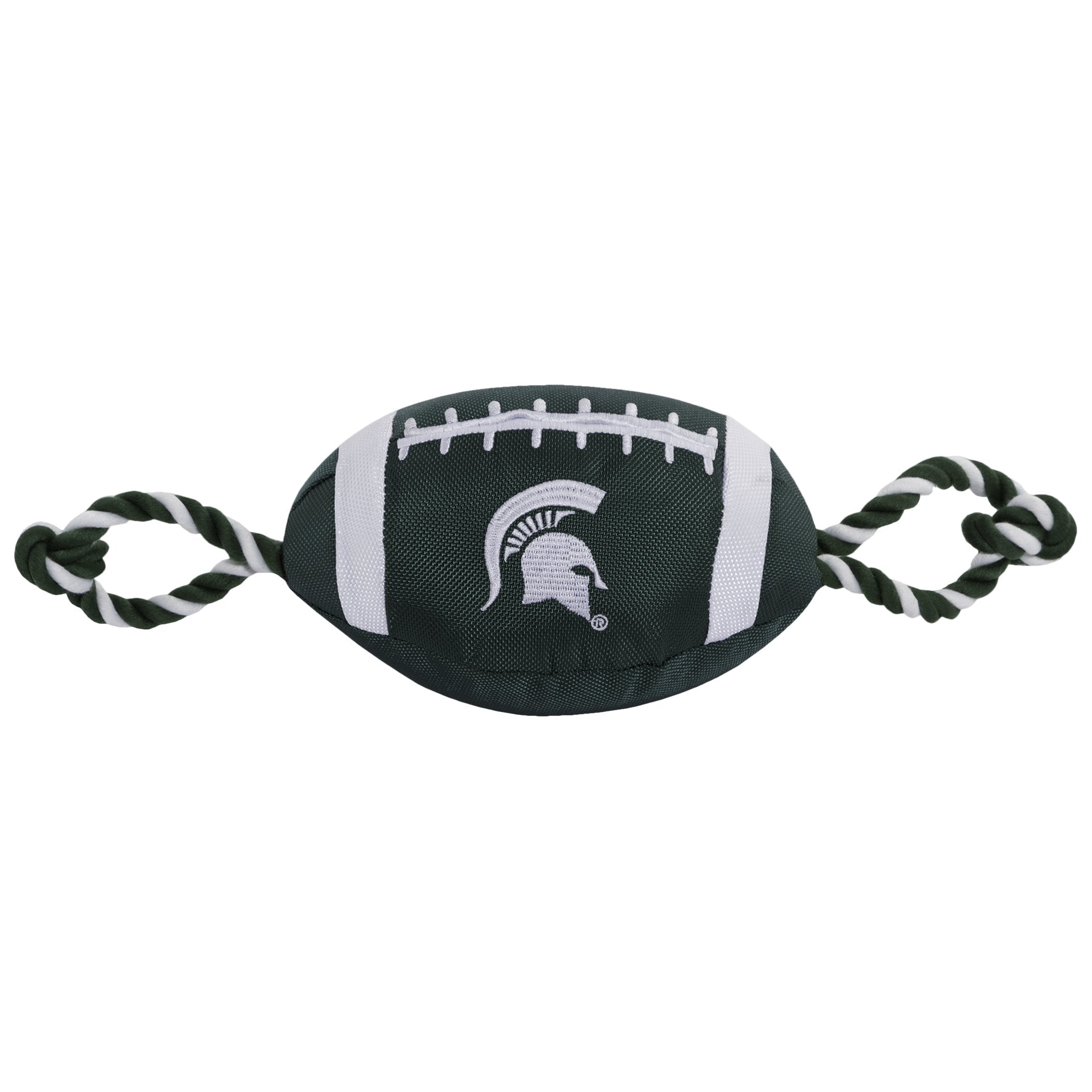 Pets First NCAA Michigan State Spartans Football Dog Toy, Tough Quality Nylon Materials, Strong Pull Ropes, Inner Squeaker, Coll