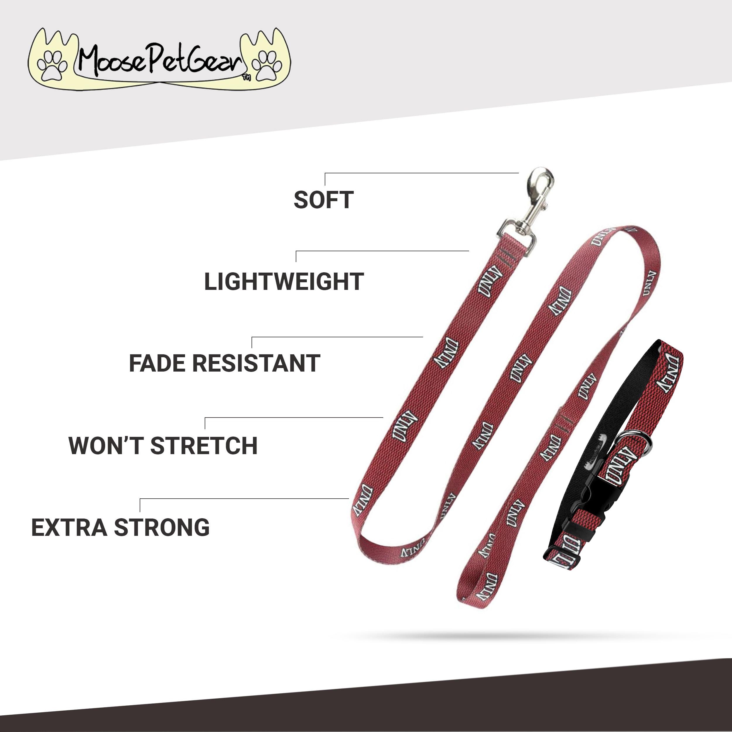 Moose Pet Wear Unlv Dog Collar - Deluxe Adjustable Dog Collars, 1 Inch Wide Collar Adjusts 13 – 21 Inches, Large, Carbon Fiber Red