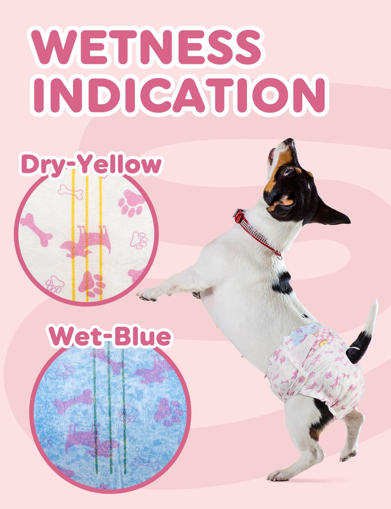 Dono Female Disposable Dog Diapers-48Pcs, Disposable Female Dog Period Diapers For Heart With Wetness Indicator, Super Absorbent