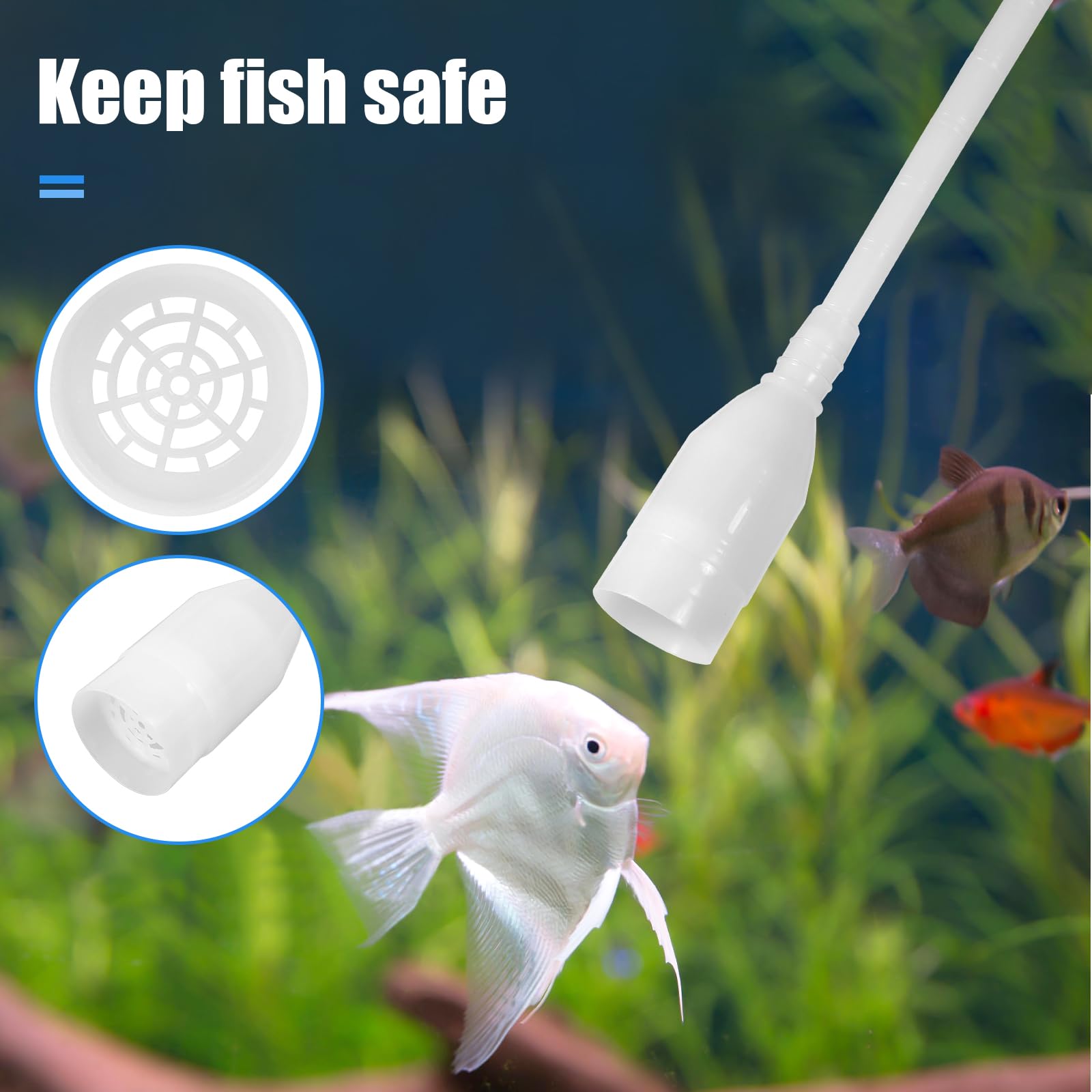 Aquaneat Fish Tank Cleaning Tools, Fish Tank Cleaner,Fish Tank Siphon, Aquarium Water Change, With Fish Tank Net 5 In 1 Cleaning Set