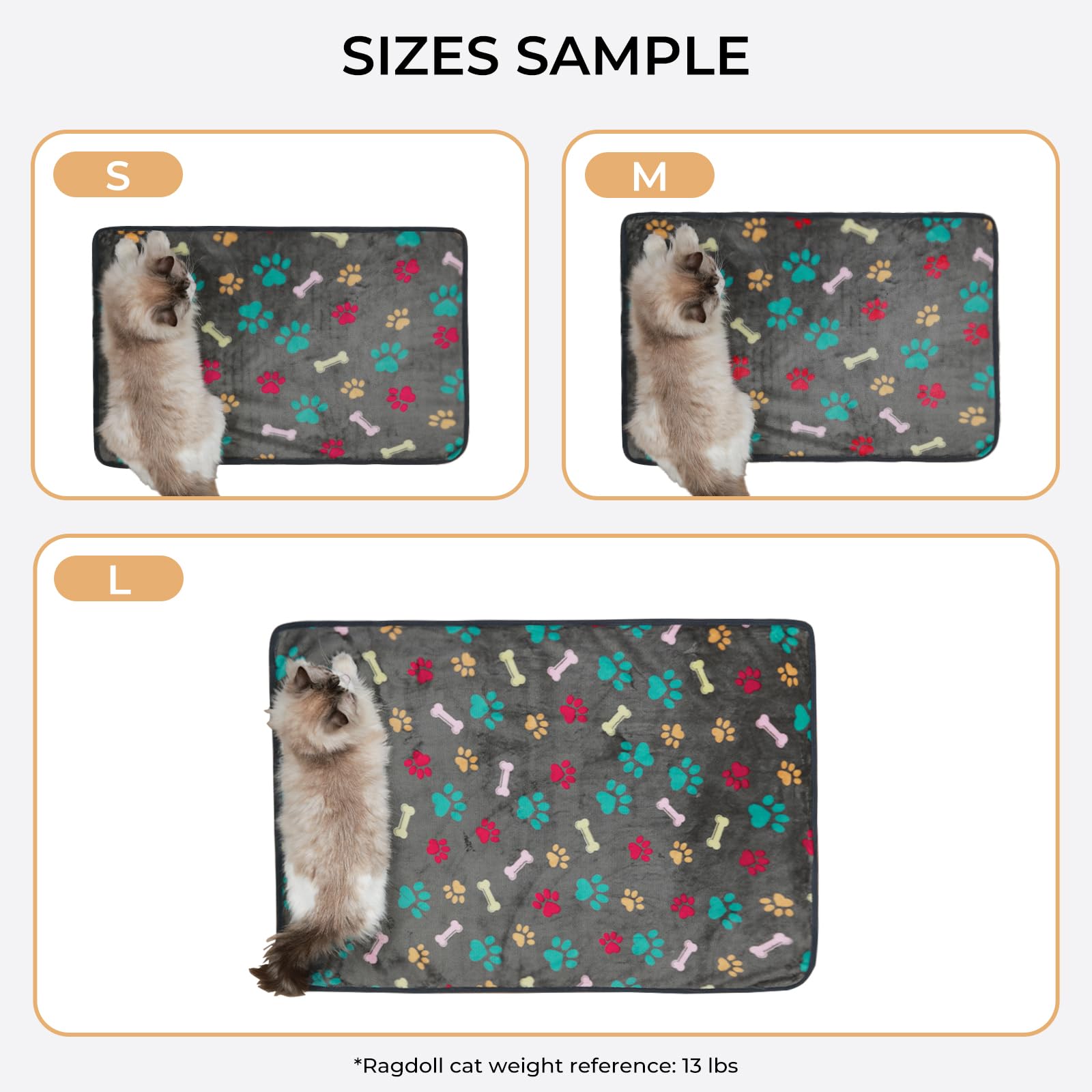 Luciphia 1 Pack 3 Blankets Fluffy Premium Fleece Pet Blanket Flannel Paw Bone Printed Throw for Dog Cat(Small 23x16, Grey)