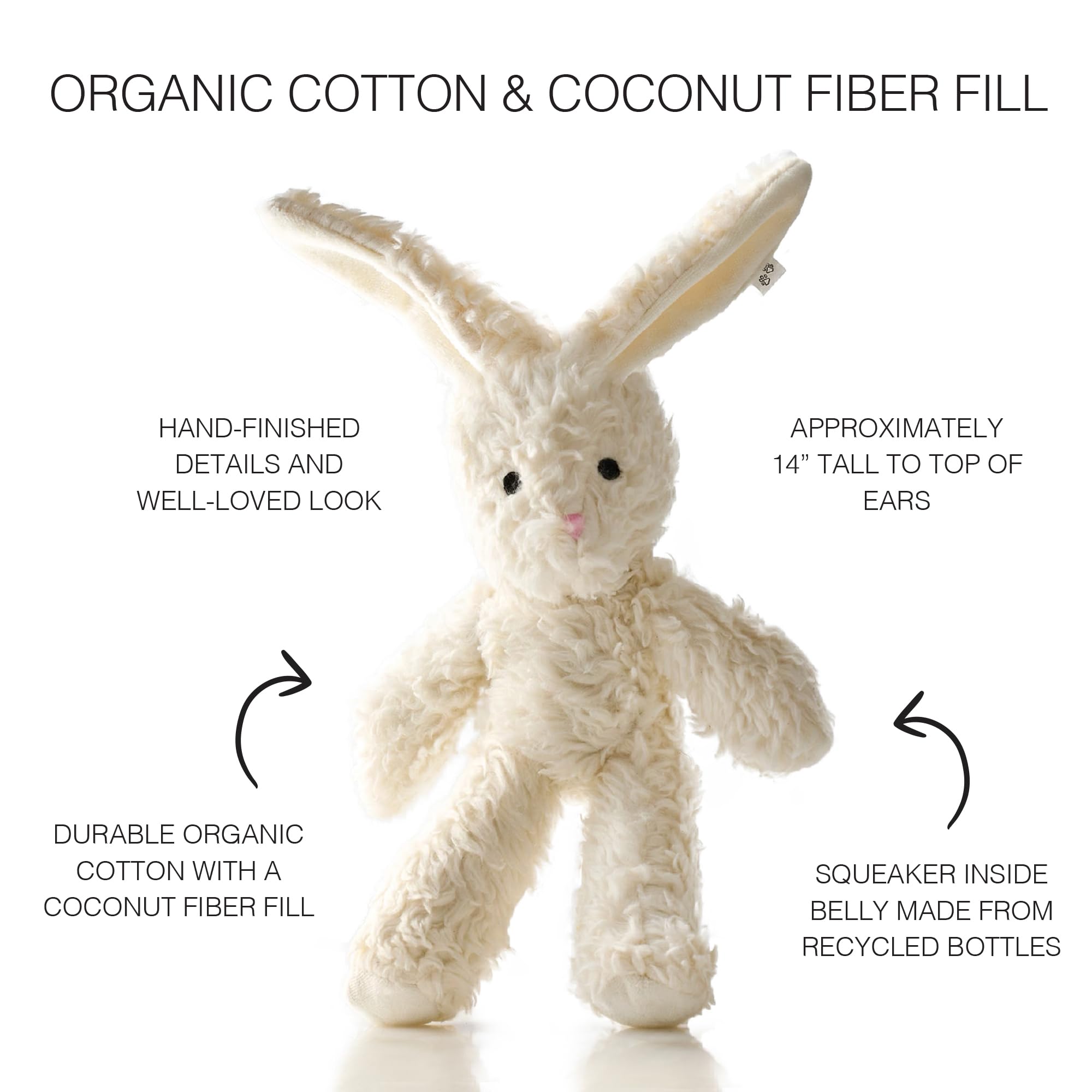Pet Passion Plush Durable Cotton Dog Toys with Coconut Fill for All Pet Breeds, Bunny, One Size