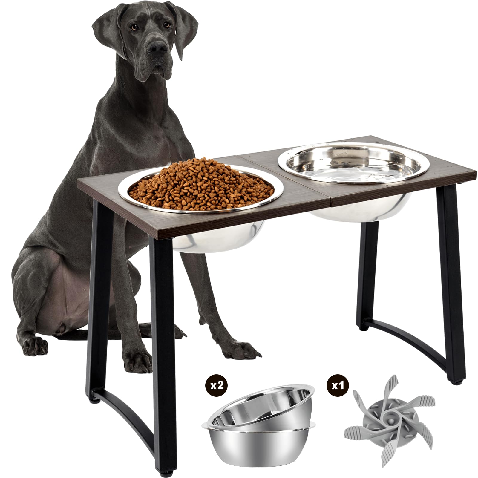 Adengl Elevated Dog Bowls For X-Large & Large Dogs, 16    Tall Raised Feeder Stand With 2  3000Ml Stainless Steel Bowls And Slow