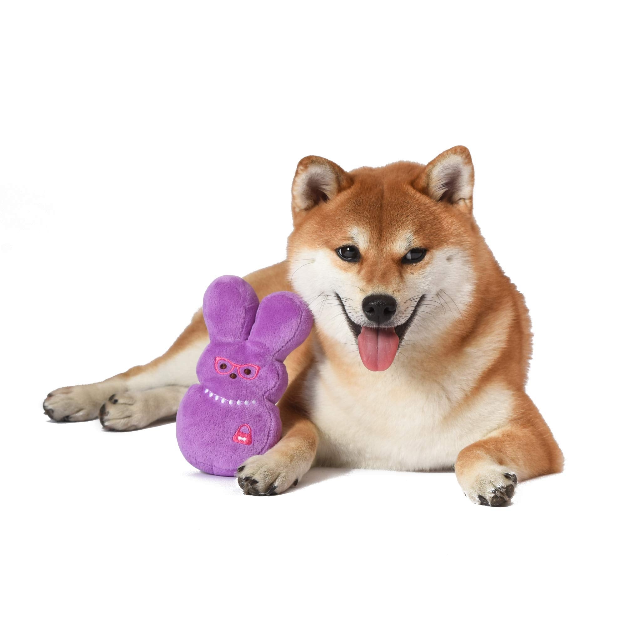 Peeps For Pets Bunny 12 Inch Purple Dress-Up Bunny Plush Dog Toy | Dog Chew Toy For All Dogs With Pearl Necklace | Large Dog Toy