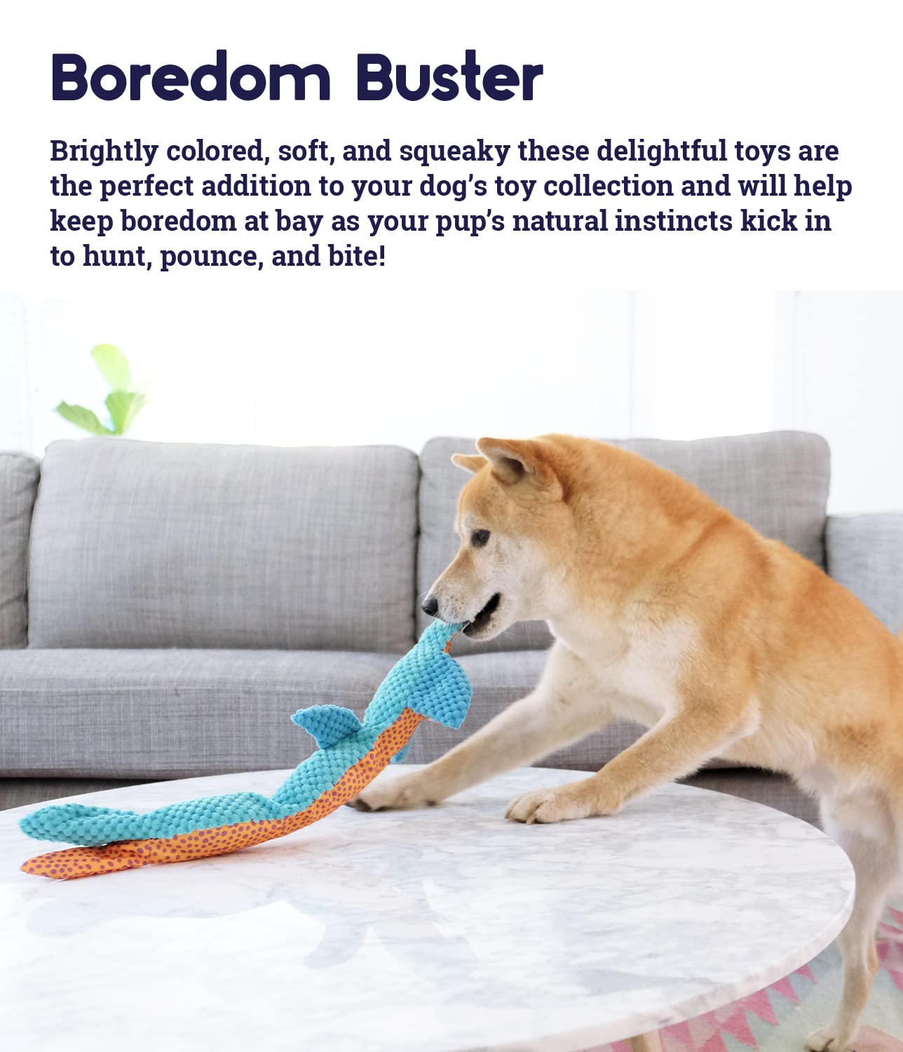 Petstages Stuffing-Free Floppy Shark Plush Dog Toy, Large