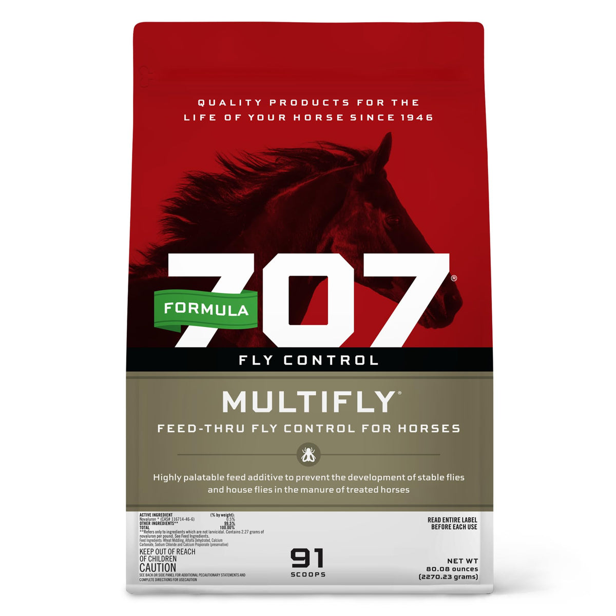 Formula 707 Multifly Feed-Thru Fly Control Pellets For Horses - Palatable & Safe Fly Population Reduction (5 Lb Bag - 91 Serving
