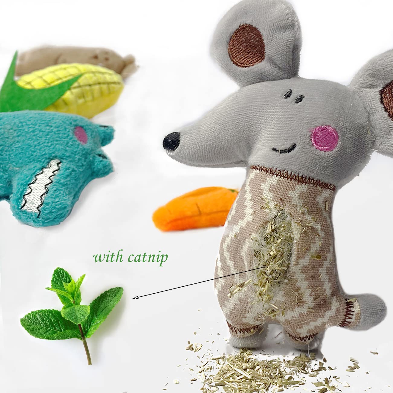 Azoffyiu Cat Toys, Interactive Cat Toy For Indoor Cats, Soft And Durable Crinkle Sound Catnip Toys, Catnip Filled Mouse Cat Teet