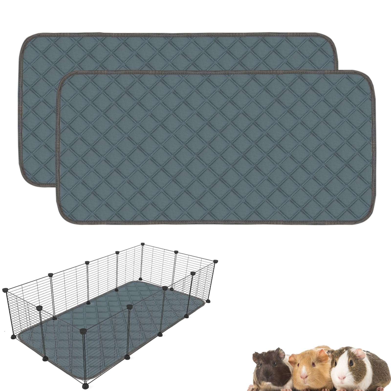 Mooydee 2 Pack Guinea Pig Cage Liners Washable Guinea Pig Bedding Super Absorbent | Waterproof | Non Slip| Reusable Guinea Pig P