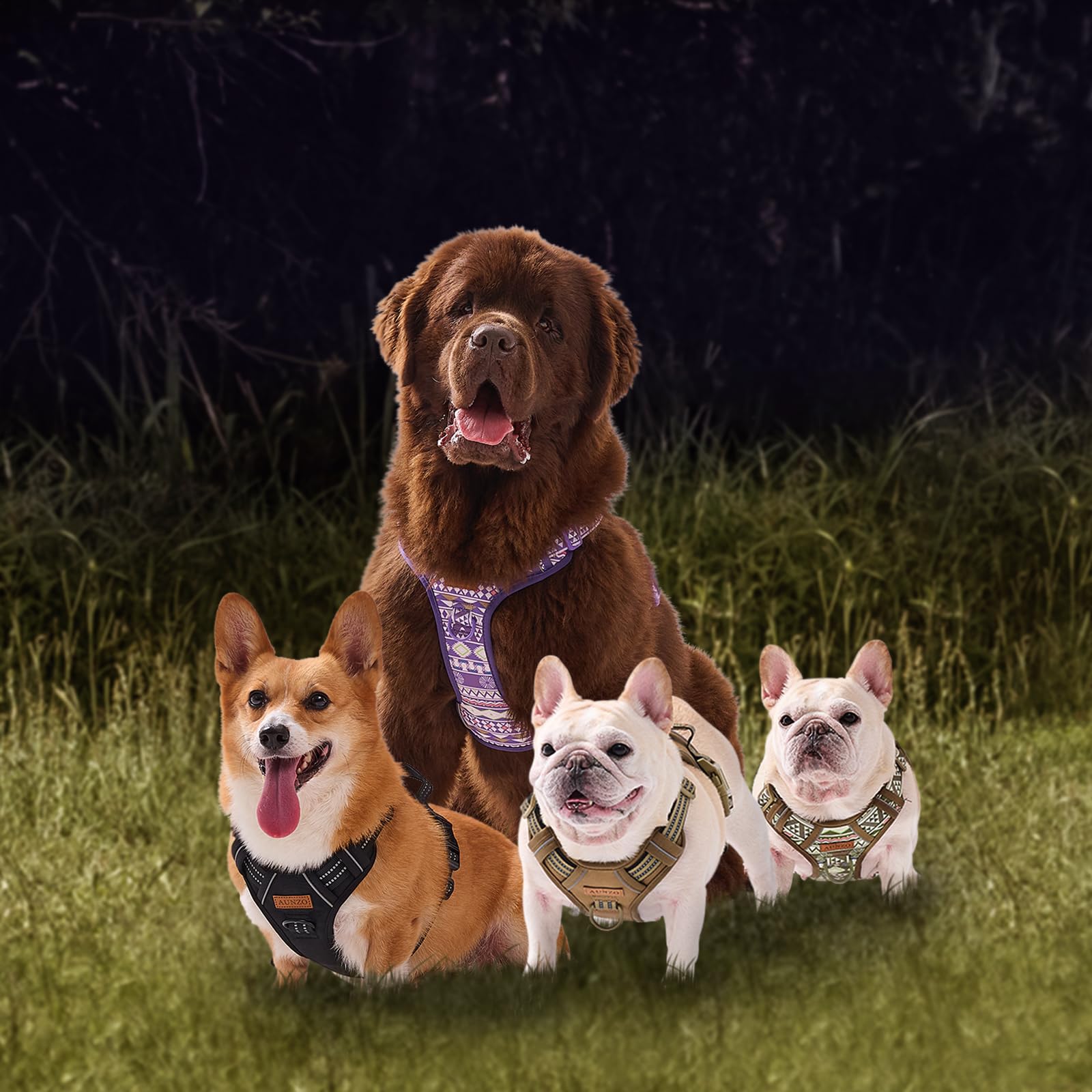 Aunzo No-Pull Dog Harness For Xs Sized Dogs, Anti-Escape Easy Walking Reflective Adjustable Lightweight Dog Vest With Breathable