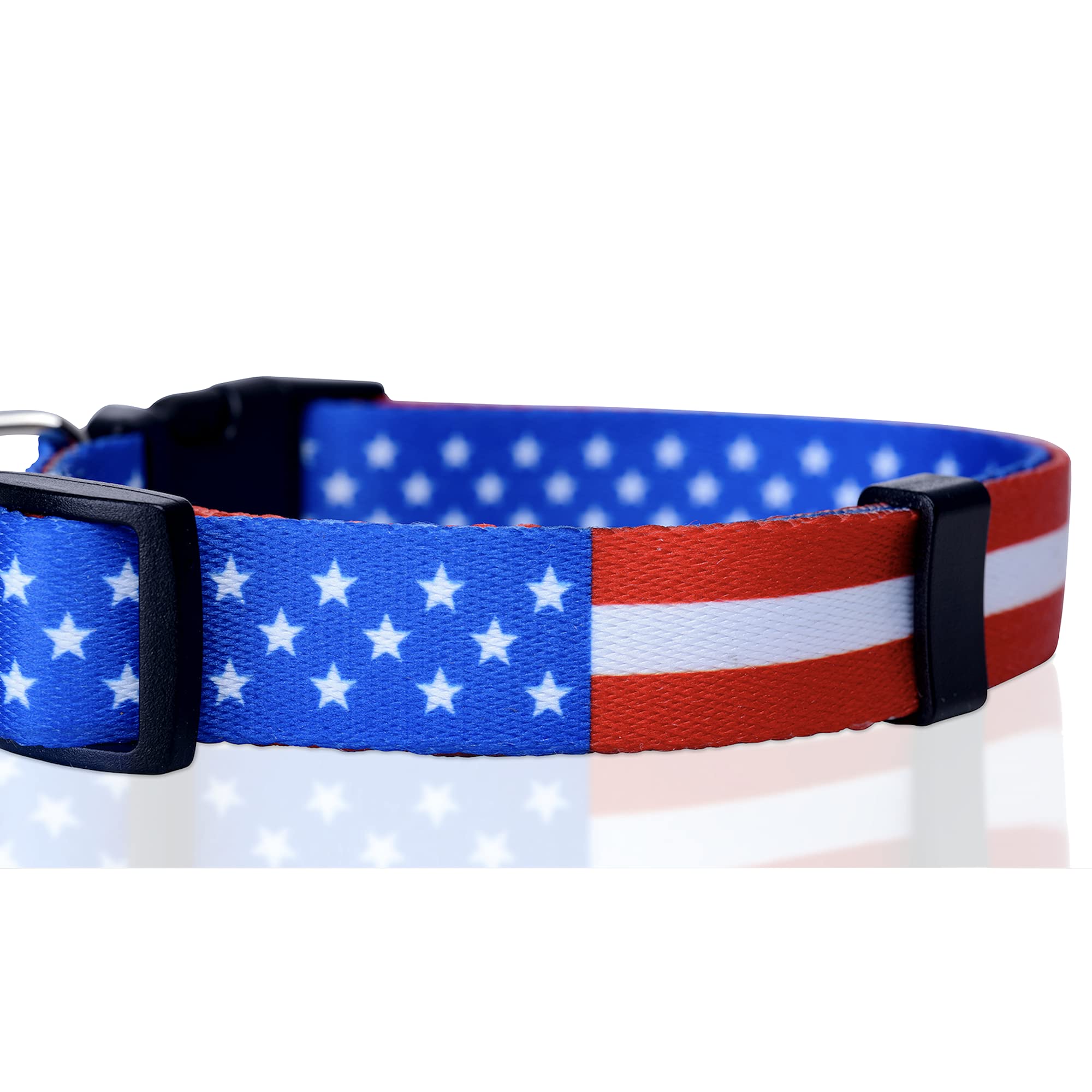 Native Pup American Flag Dog Collar- Red White And Blue- Patriotic Collars For 4Th Of July, Usa- Adjustable Small, Medium, Large Breed Dogs (Large, Flag I)