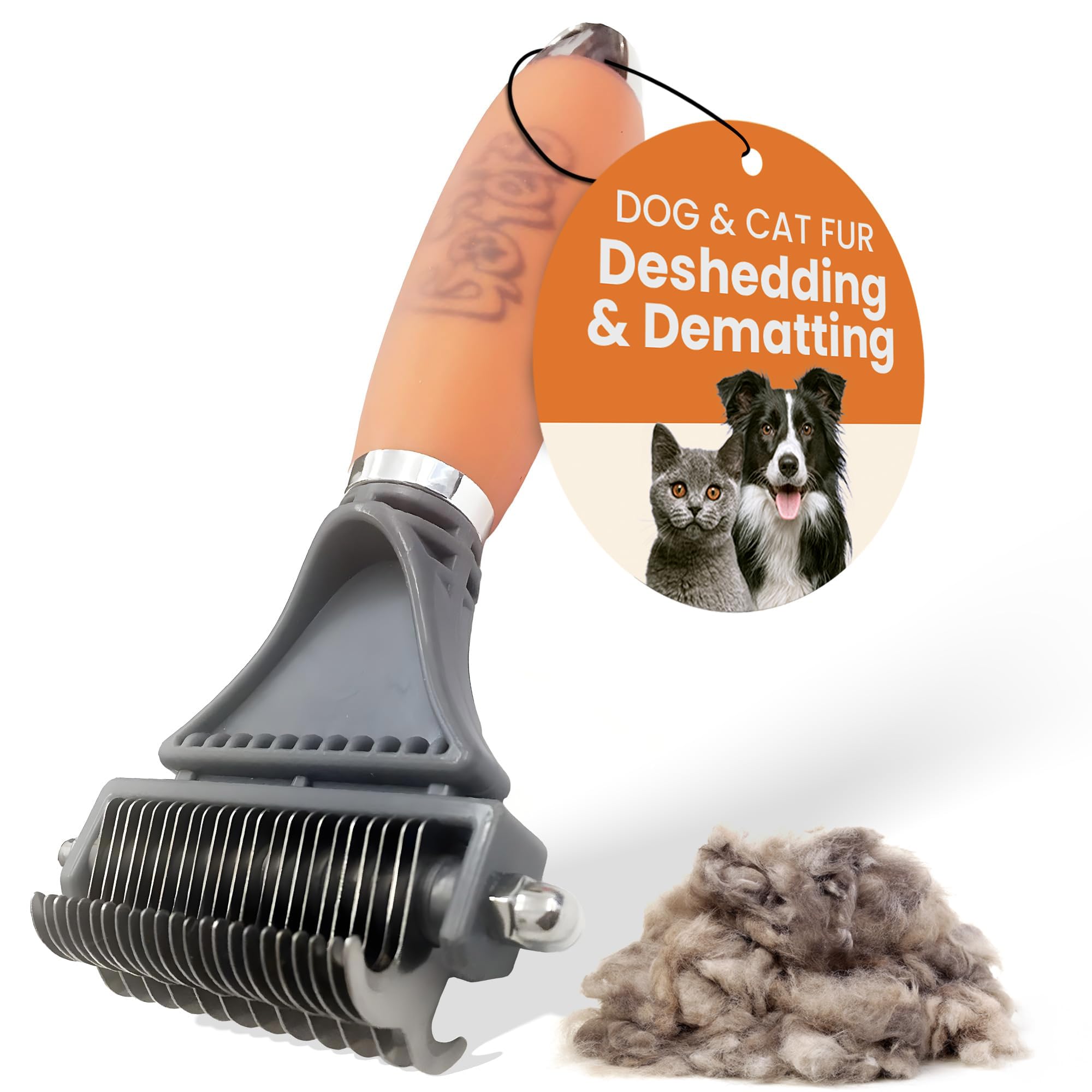 Gopets 2-Sided Deshedding & Dematting Comb For Dogs & Cats - Undercoat Brush For Matted Hair, Shedding & Tangles, Grooming Tool For All Breeds, Coat Types With Stainless Steel Blades, Ergonomic Handle