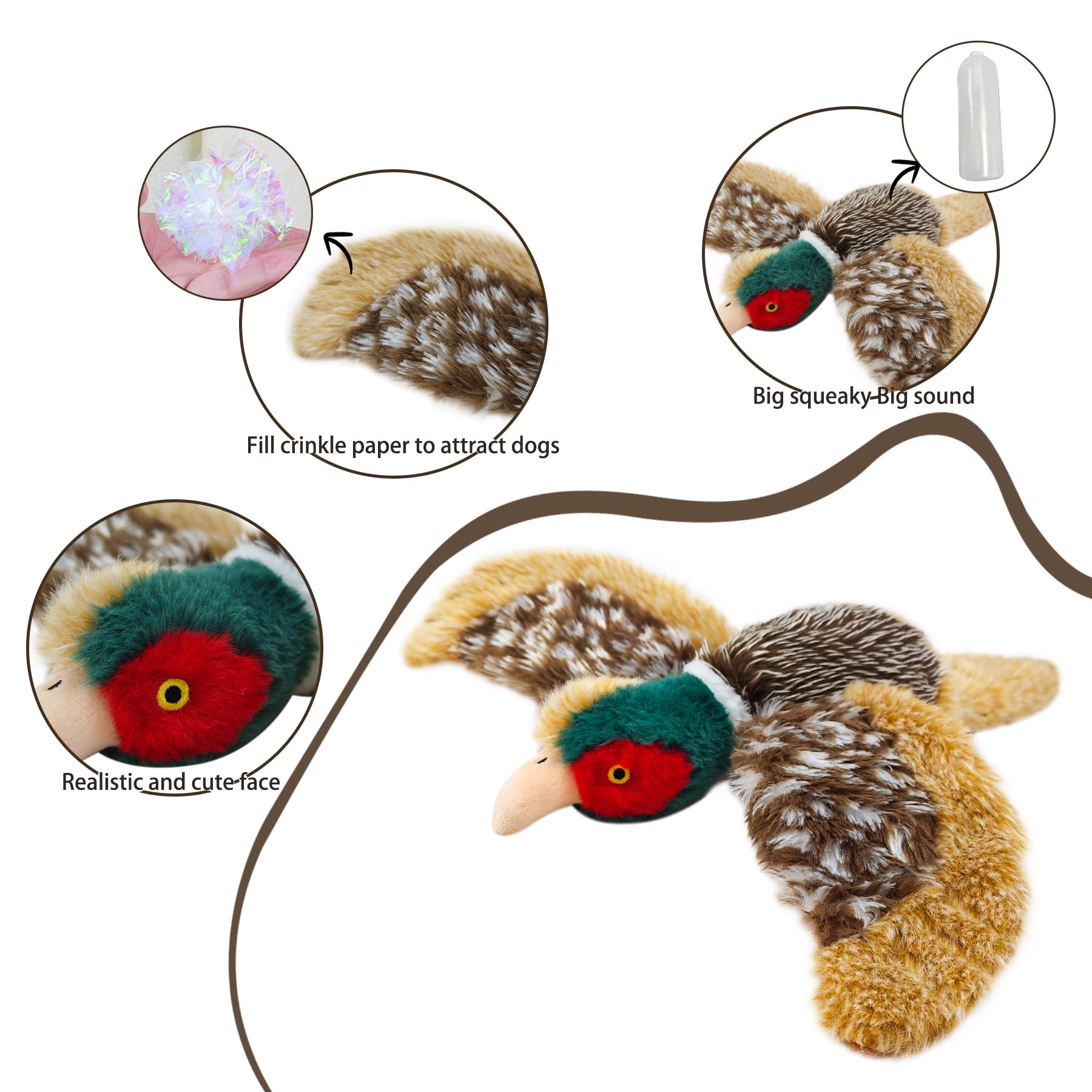 Okegztoa Dog Toys Interactive Pheasant Toy Puzzle And Squeaky, Suitable For Small Medium And Large Dogs Bird Toys, Stuffed Anima
