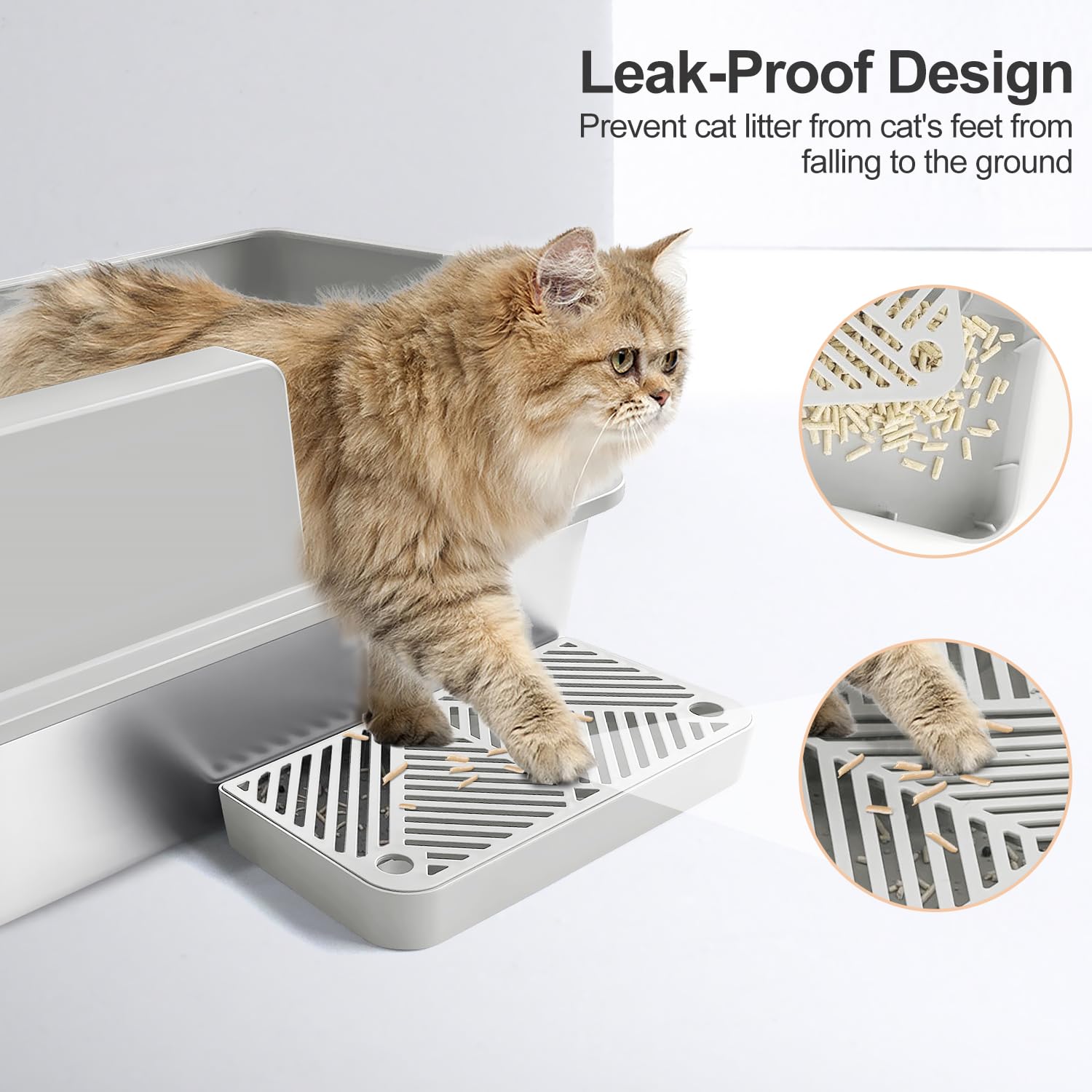 Sousia Stainless Steel Cat Litter Box With Lid Litter Pan Enclosure, Extra Large Litter Box For Large Cats And Multiple Cats, St