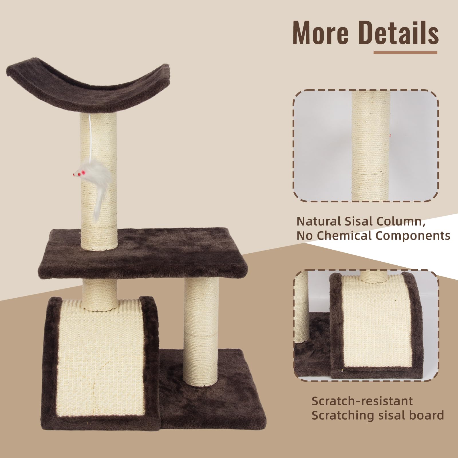 Tzhykphome Cat Tree Tower With Cat Scratching Post For Indoor Cats,Activity Centre Climbing Tree Cat Furniture With Playful Toy