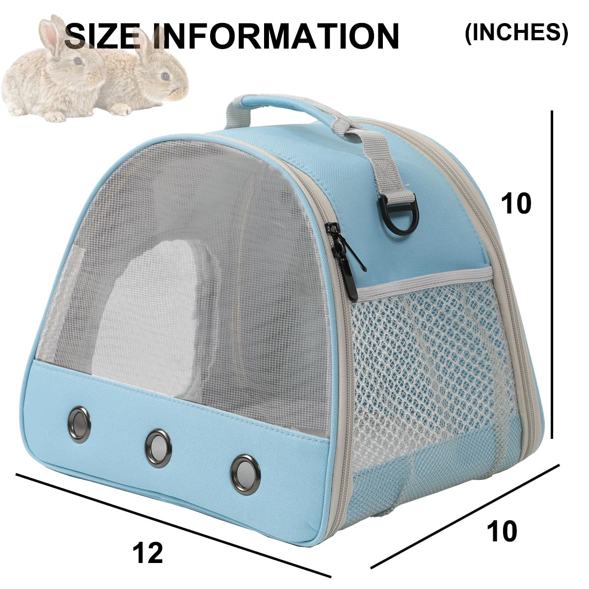 Ventilation Carrier For Bearded Dragons, Guinea Pigs, Reptiles & Small Pets - Airline Approved Mesh Carrier (Blue)