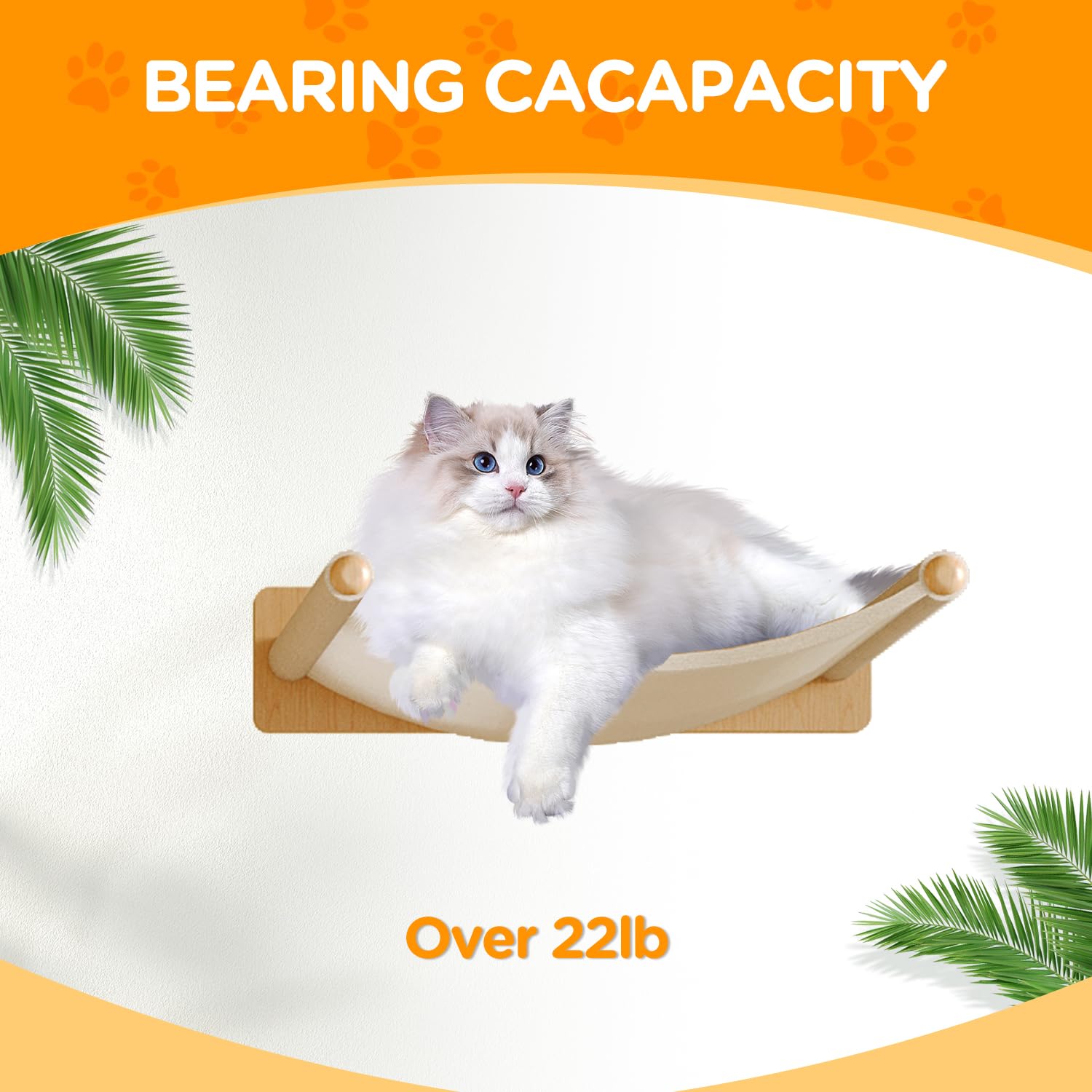 Meowhomm Cat Wall Shelves, Set Of 5 Wooden Cat Wall Furniture With Cat Condo, Cat Scratching Post With 3 Steps, Bridge, Cat Hamm