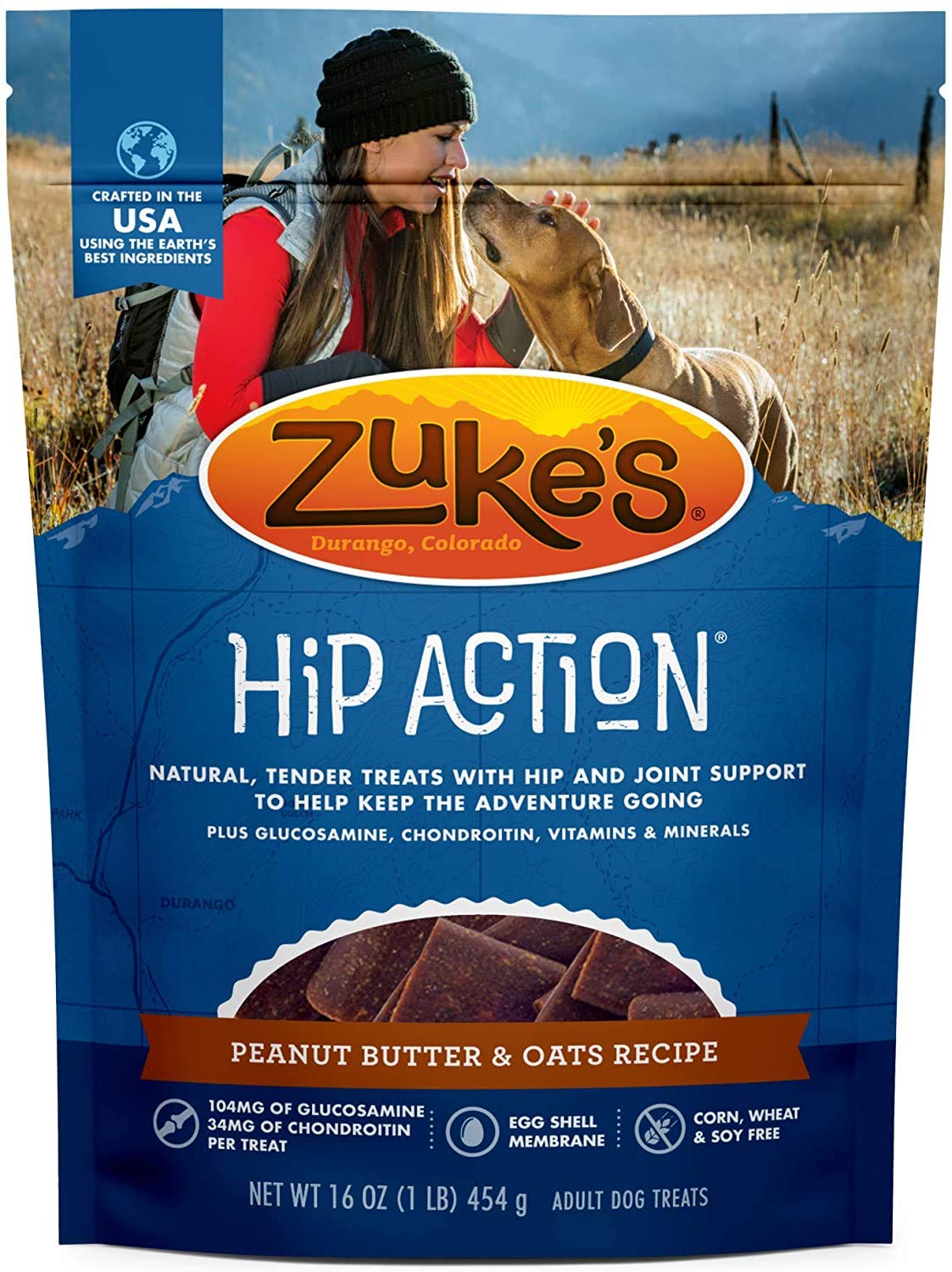 3 Pack Zuke Hip Action Hip & Joint Support Treats for Dogs 3 Flavor: (1) Roasted Beef Recipe, (1) Fresh Peanut Butter Formula, a