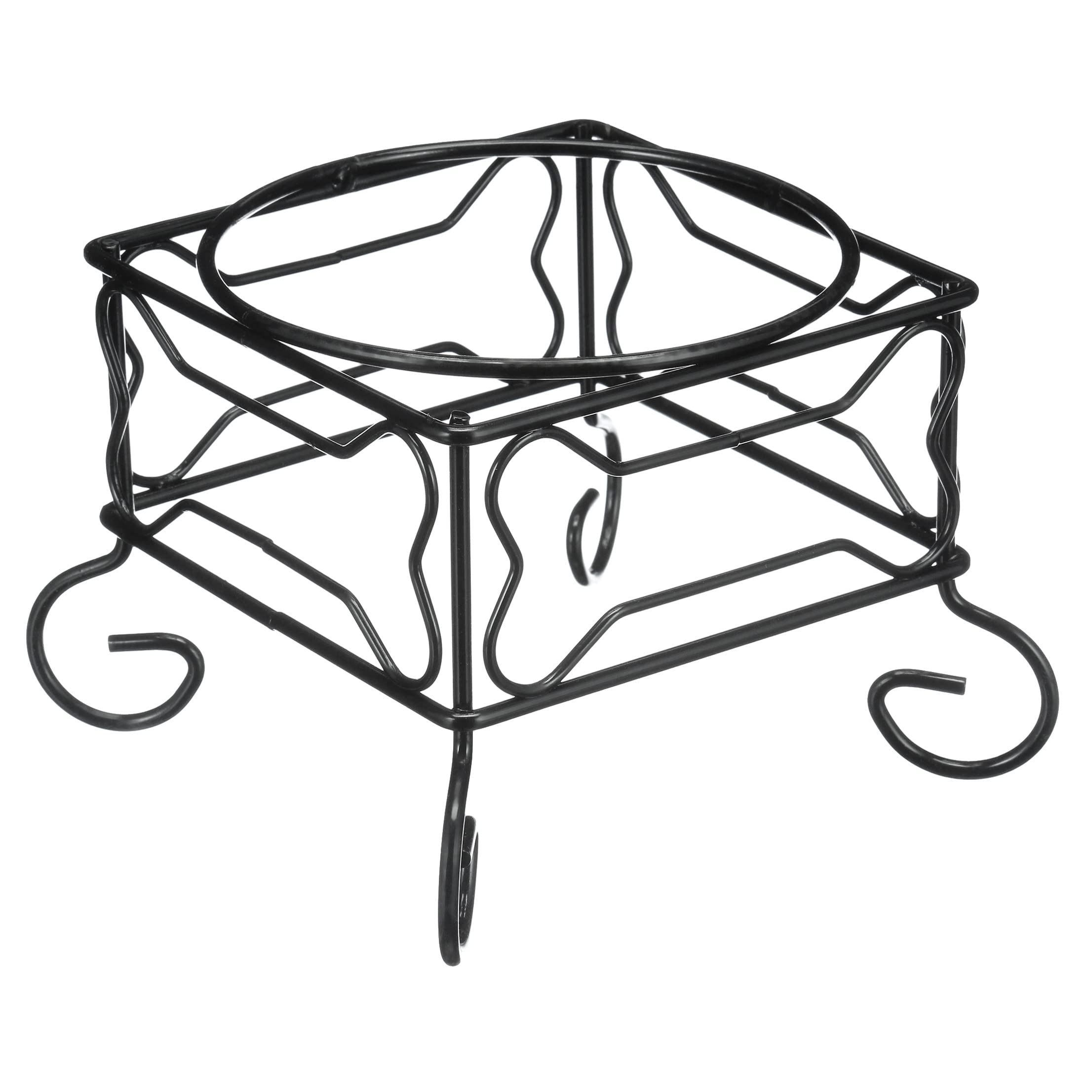 Yml 7-Inch Wrought Iron Stand With Single Stainless Steel Bowl - Size: Medium (6.75'' H X 8.25'' W X 8.25'' D)