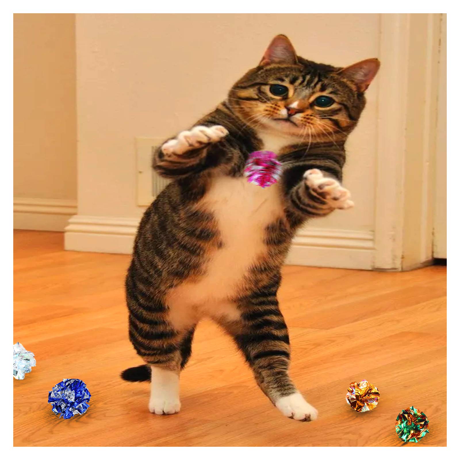 Andiker 10Pc Cat Crinkle Balls, 2.36 Inches 5 Colors Kitten Balls Interactive Cat Toys For Indoor Cats To Chew, Chase, Swat, Bit