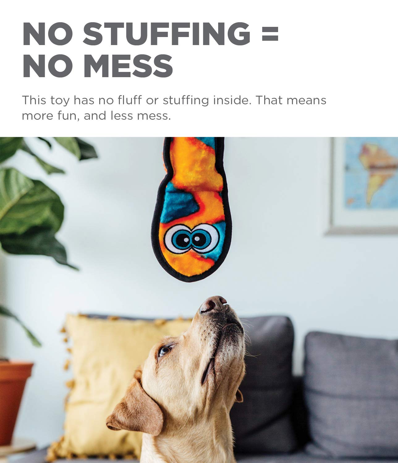 Outward Hound Durablez Tough Plush Squeaky Dog Toy, Snake, Orange, Large