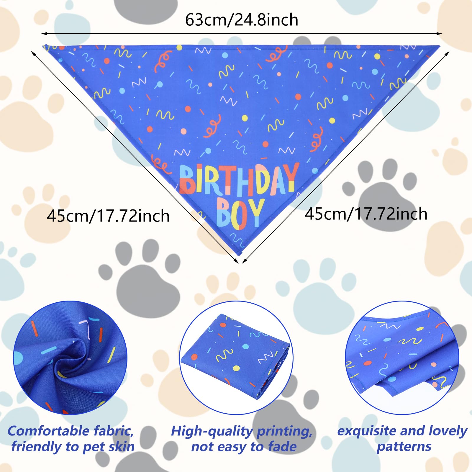 Grevosea Birthday Boy Dog Bandana, Printed Dog Birthday Bandana Pet Scarf For Small Medium Large Cats Dogs Birthday Party Suppli