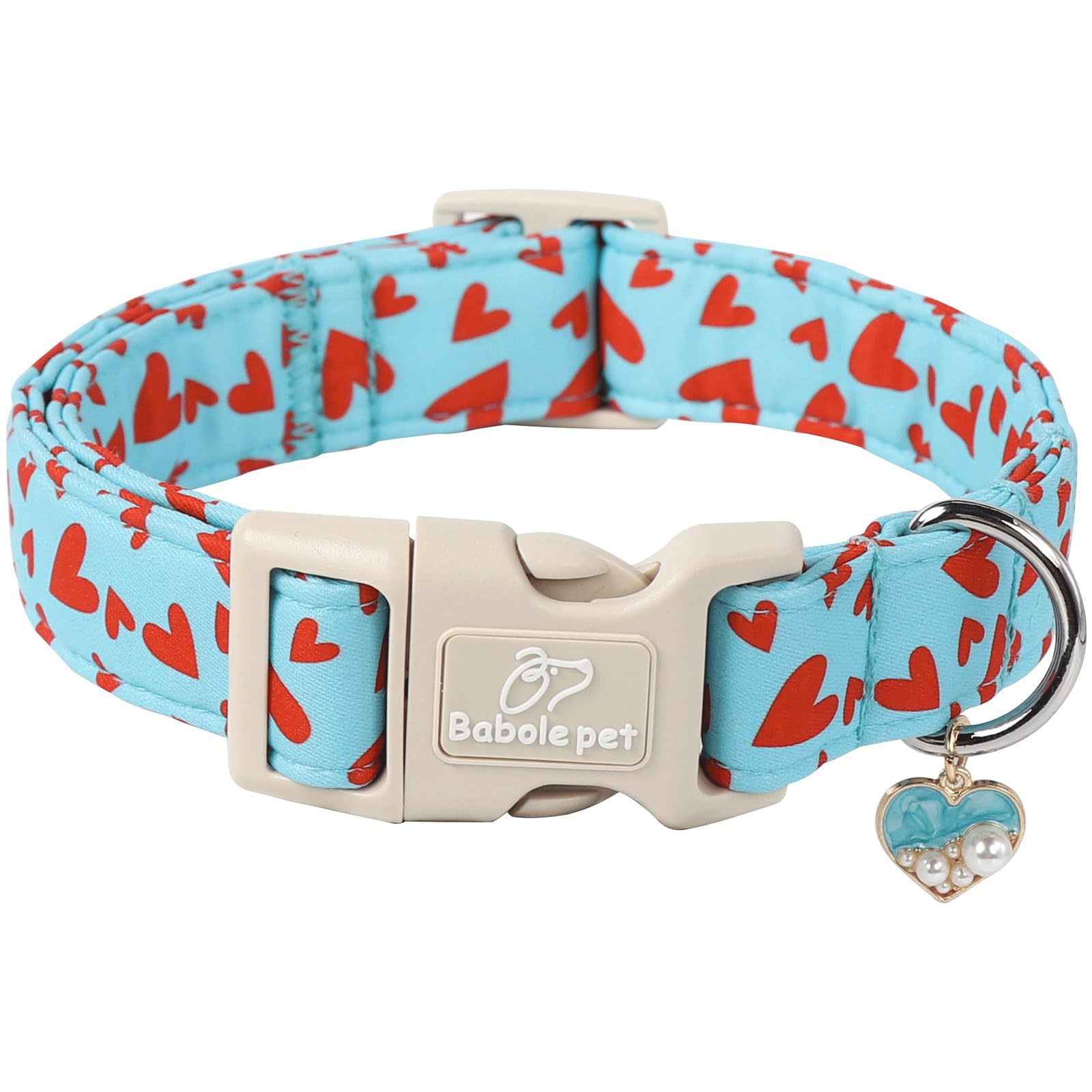 Babole Pet Valentines Dog Collar for Small Dogs - Design Cute Light Blue Valentine Dog Collars Boy Girl Puppy Adjustable Quick R