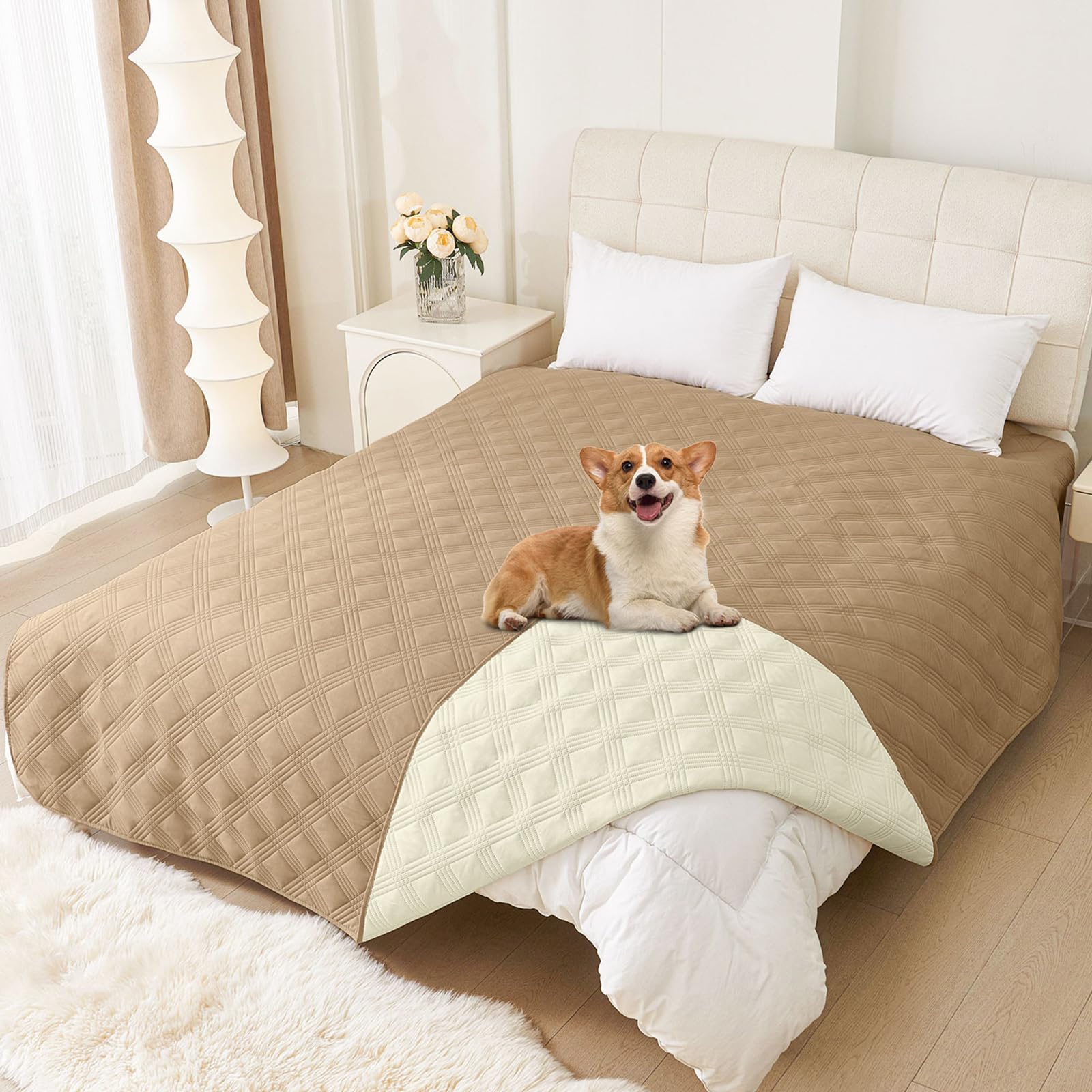 hyha Waterproof Dog Blanket, Reversible Pet Bed Blanket, Soft Sofa Couch Cover for Dogs Washable, Waterproof Pet Couch Covers fo