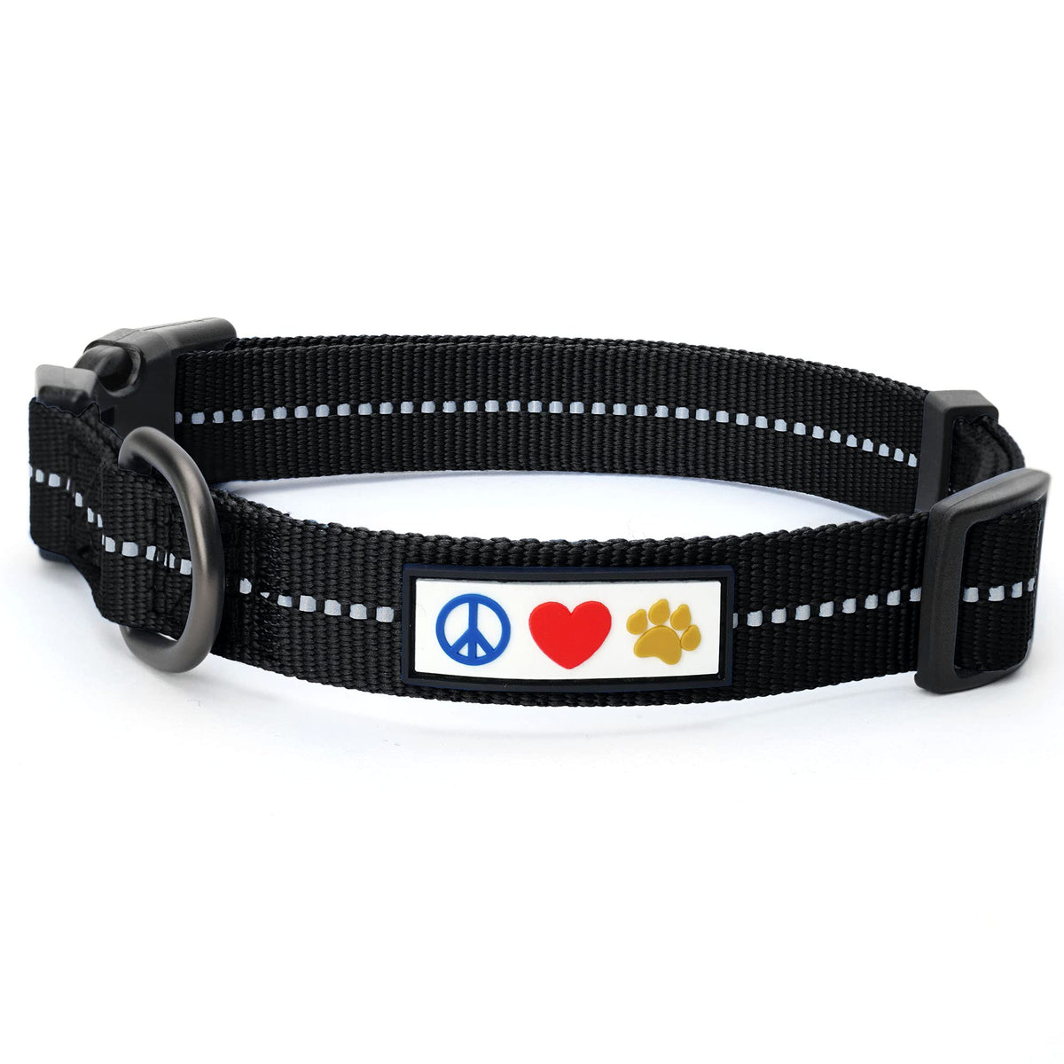 Pawtitas ??Recycled Dog Collar With Reflective Stitched Puppy Collar Made From Plastic Bottles Collected From Oceans Extra Small Black Sea