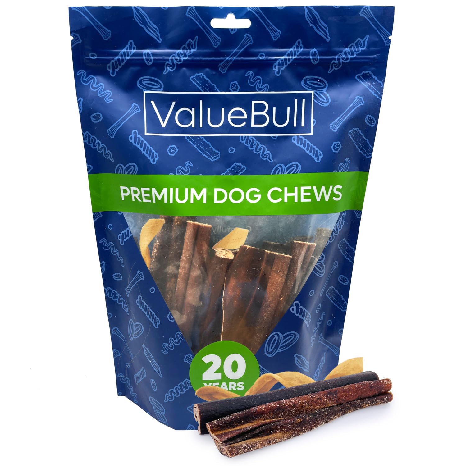ValueBull Collagen Sticks for Dogs, Varied Shape & Size Chews, Natural Long-Lasting Dog Treats, 1 Pound - Supports Joints, Skin 