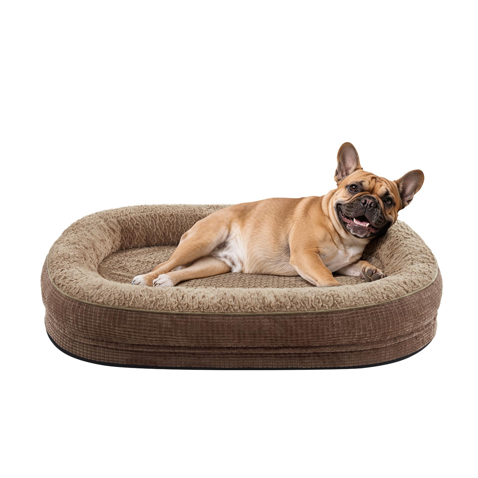 Joejoy Orthopedic Dog Bed For Medium Dogs, Egg-Crate Memory Foam Pet Bed With Bolster Sides, Waterproof Lining, Removable Washab