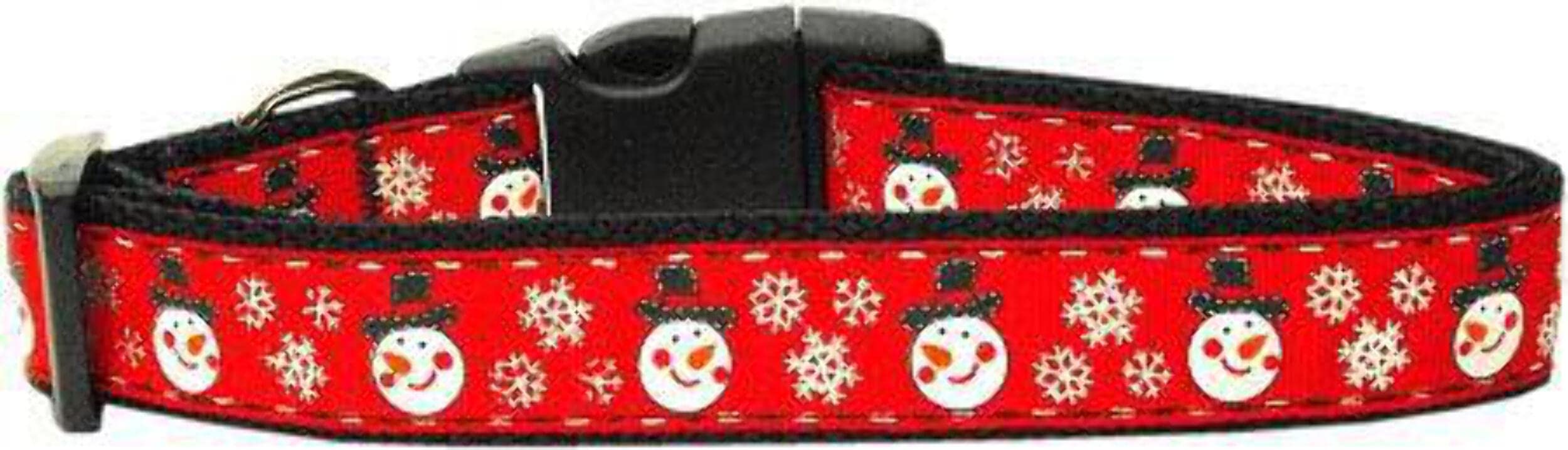 Christmas Pet Dog & Cat Nylon Collar or Leash, &quot;Snowmen&quot; MD Narrow Collar