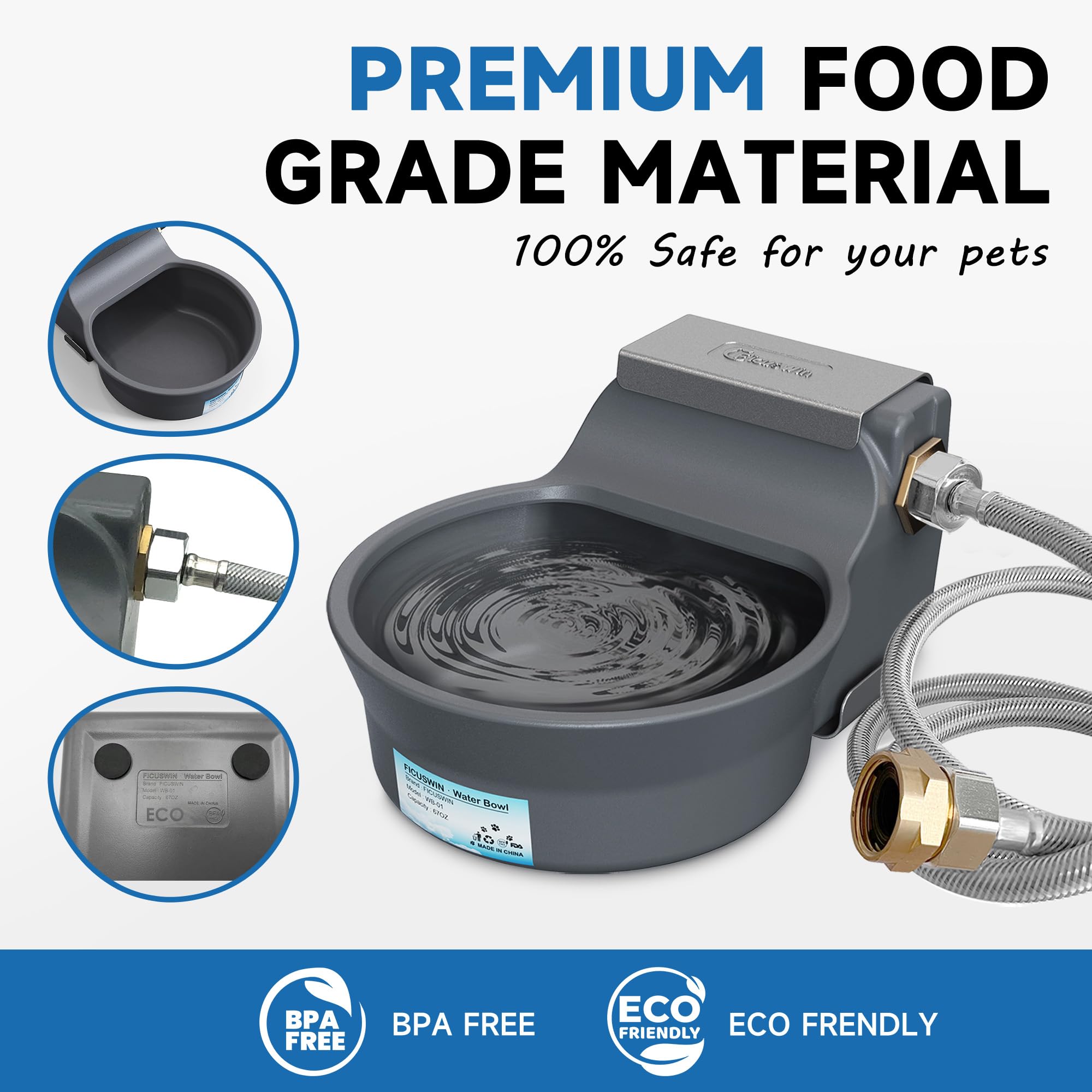 Automatic Dog Water Dispenser With Anti-Tip Bracket, 68 Oz Outdoor Dog Water Bowl Dispenser, Auto Refill Water Feeder For Pets &