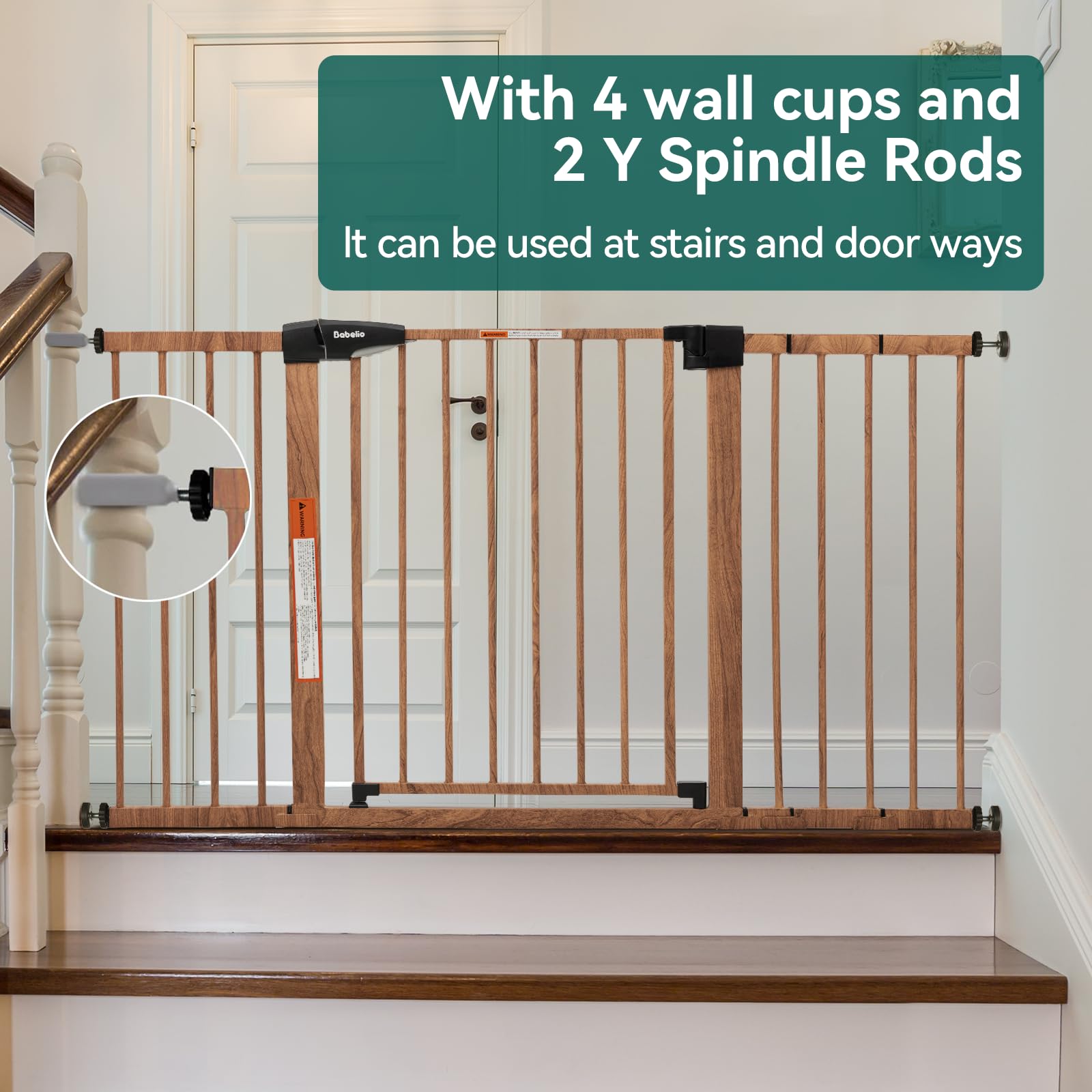 Babelio Metal Auto Close Baby Gate PressGuard P7, 29-55 Wide Extra Wide Pet Gate for The House and Doorways, Pressure Mounted Wa