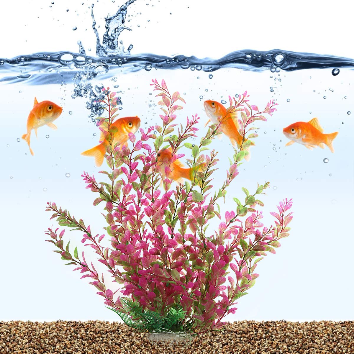 Mayitr 17'' Plastic Water Plant For Aquarium Fish Tank Ornament, Rhodo Green