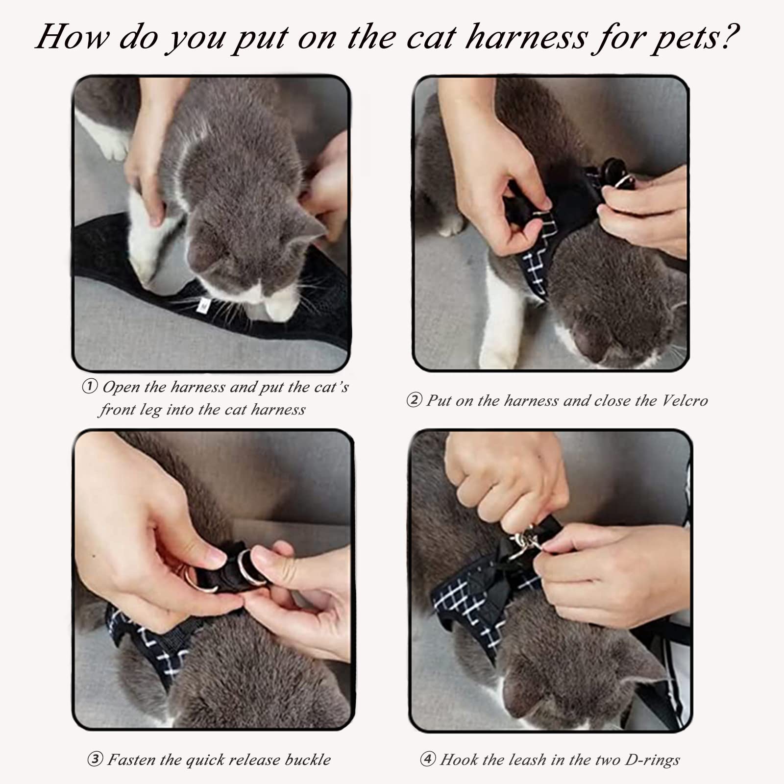 BLUWTE Cat Harness and Leash Escape Proof,Breathable Soft Kittens Vest for Cats Dogs, Escape Proof with Bell and Bow-Knot Decora