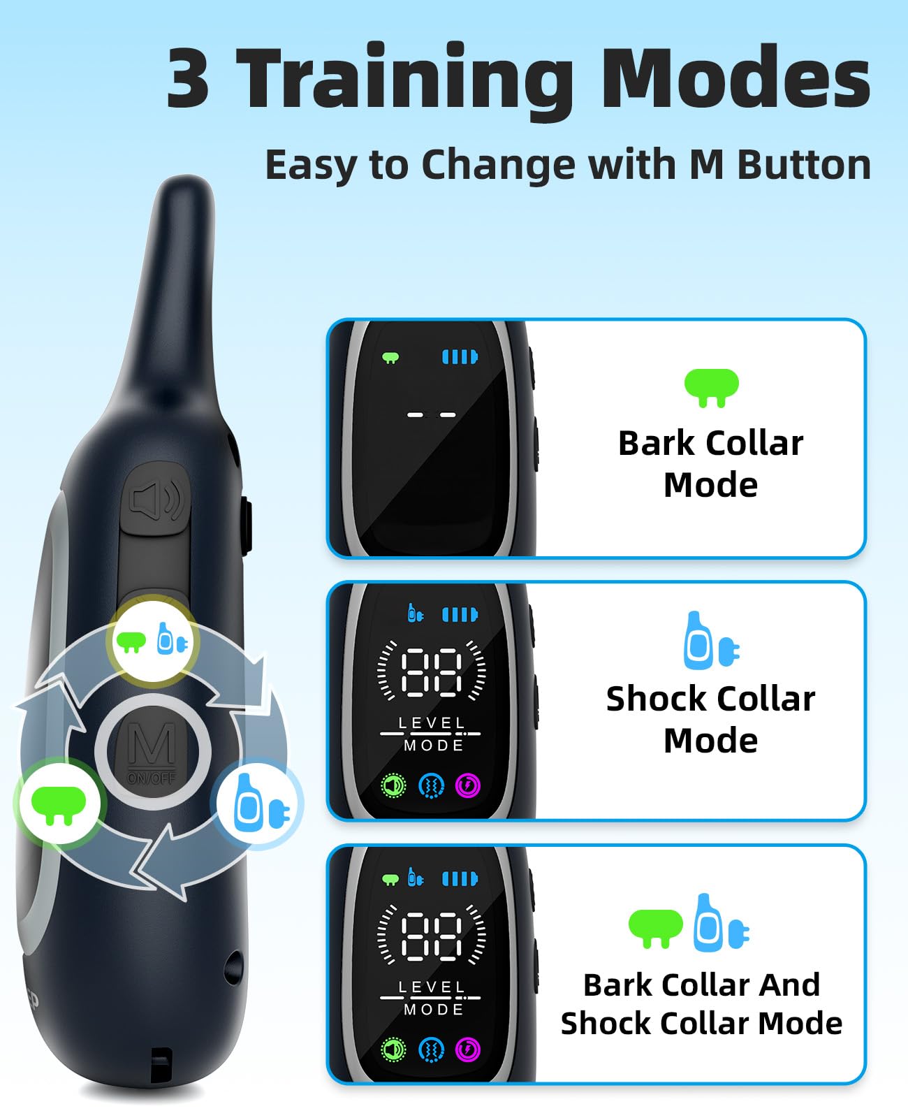 2-In-1 Dog Shock Collar And Bark Collar For Dogs - 3300Ft Dog Training Collar With Remote, Ip67 Waterproof E Collar With Anti-Ba