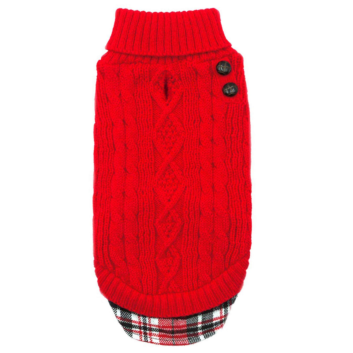 Kyeese Dogs Sweaters For Small Dogs With Leash Hole Turtleneck Red Dog Pullover Sweater With Gingham Patchwork Knit Warm Puppy Sweater