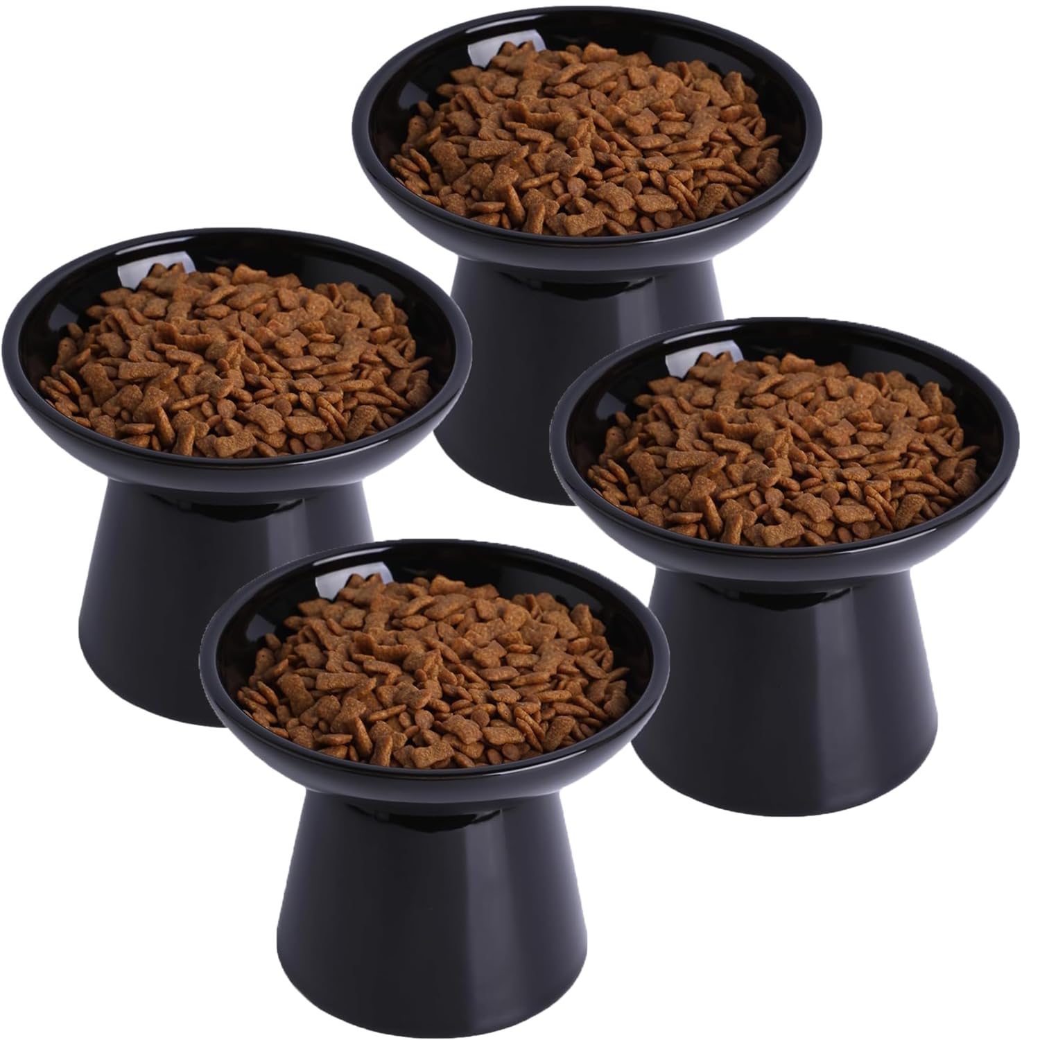 KITCHENLESTAR 6.2 Inch Extra Wide Elevated Ceramic Cat Bowls, Food and Water Bowl Set for Elder Big Cats Small Dogs, Raised Desi