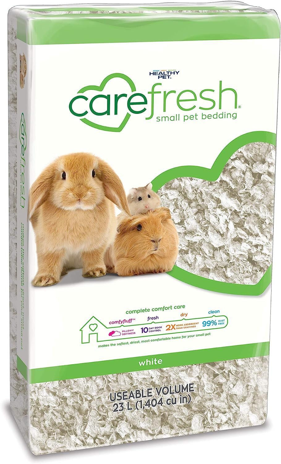 Carefresh 99% Dust-Free White Natural Paper Small Pet Bedding With Odor Control, 23 L