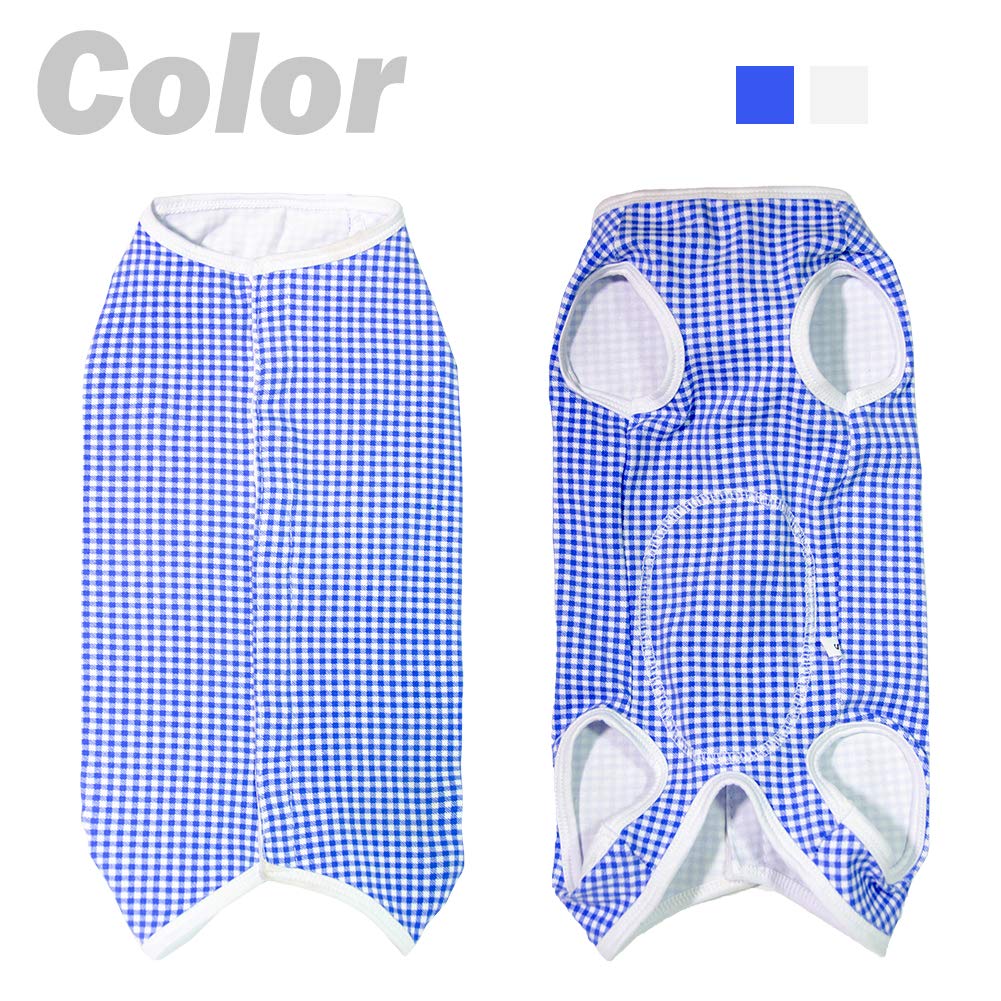 Kukaster Pet Dog’S Recovery Suit Post Surgery Shirt For Puppy, Wound Protective Clothes For Little Animals(Blue White Plaid-M)