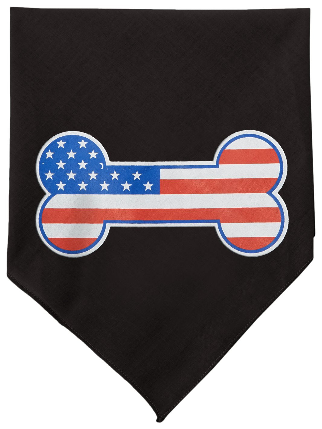 Pet and Dog Bandana Screen Printed, &quot;Bone Shaped American Flag&quot; Black Large