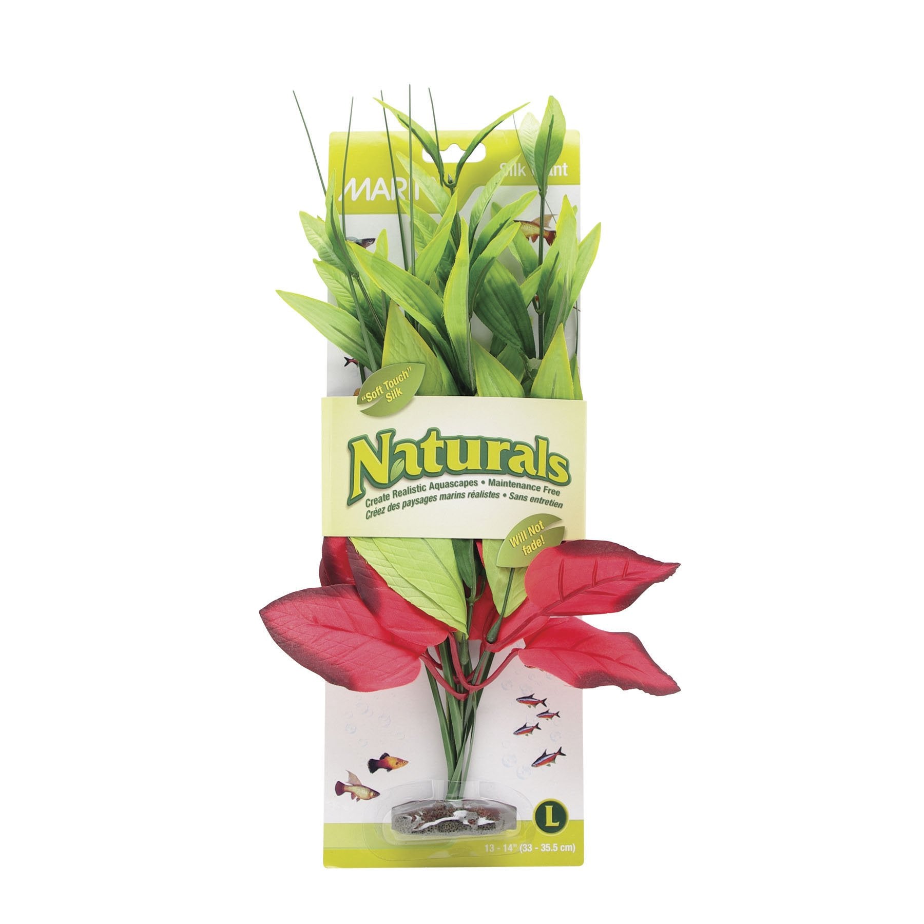 Marina Naturals, Red/Green Pickerel Silk Plant, Large Fish Tank Decoration, Pp100