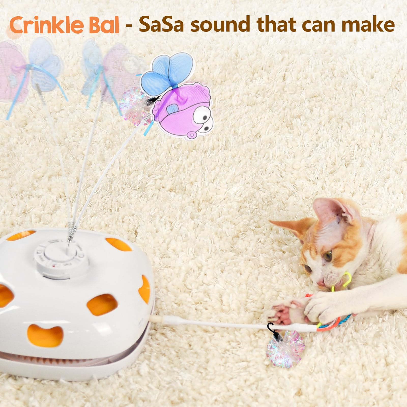 Orsda Interactive Cat Toys For Indoor Cats, Rechargeable Hide And Seek Cat Toy, Motion Cat Toys, Moving Ambush Feather (Y-Replac