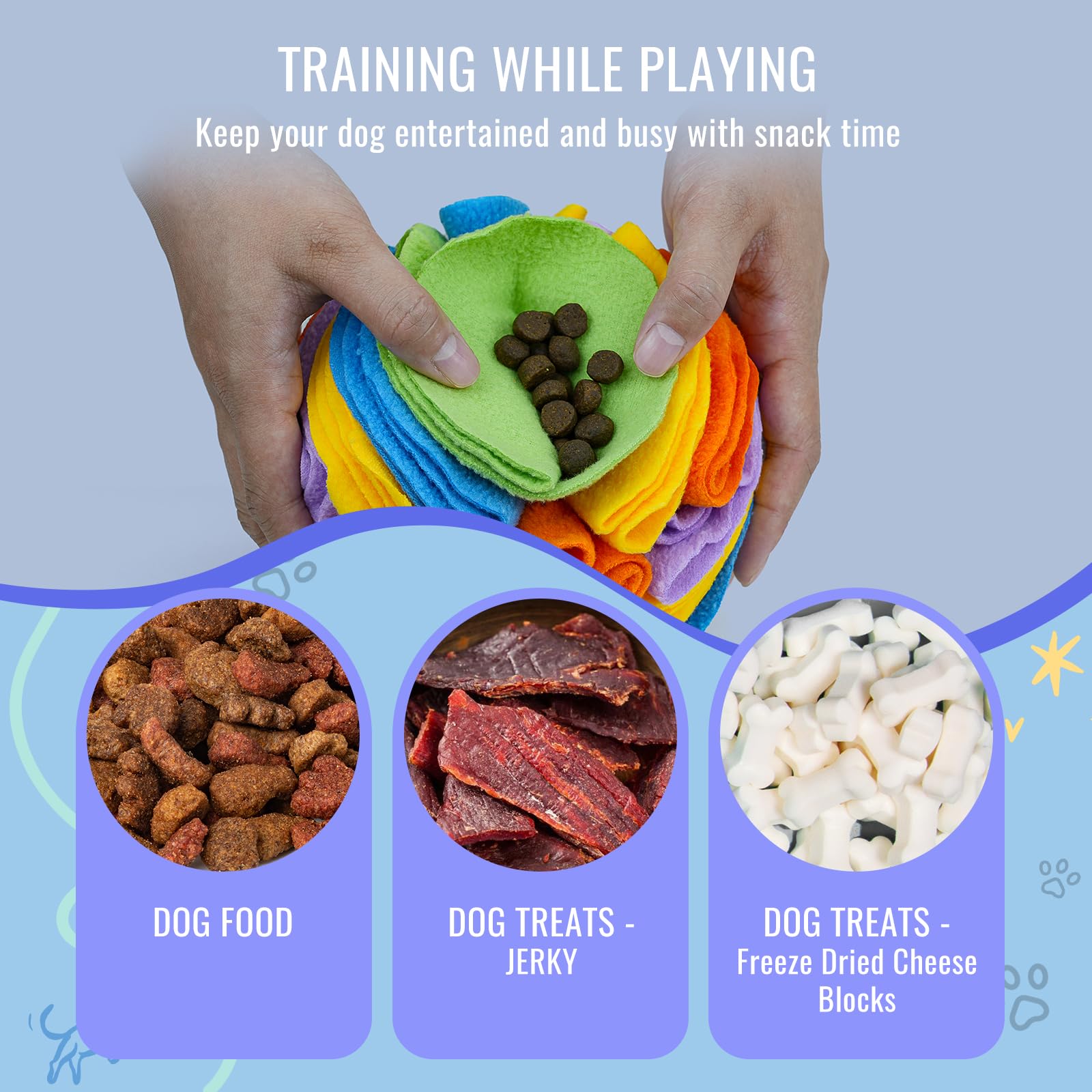 Larimuer Puzzle Sniffing Interactive Dog Ball For Blind Dogs, Training, Stress Relief & Enrichment - Washable Treat Ball (20Cm,