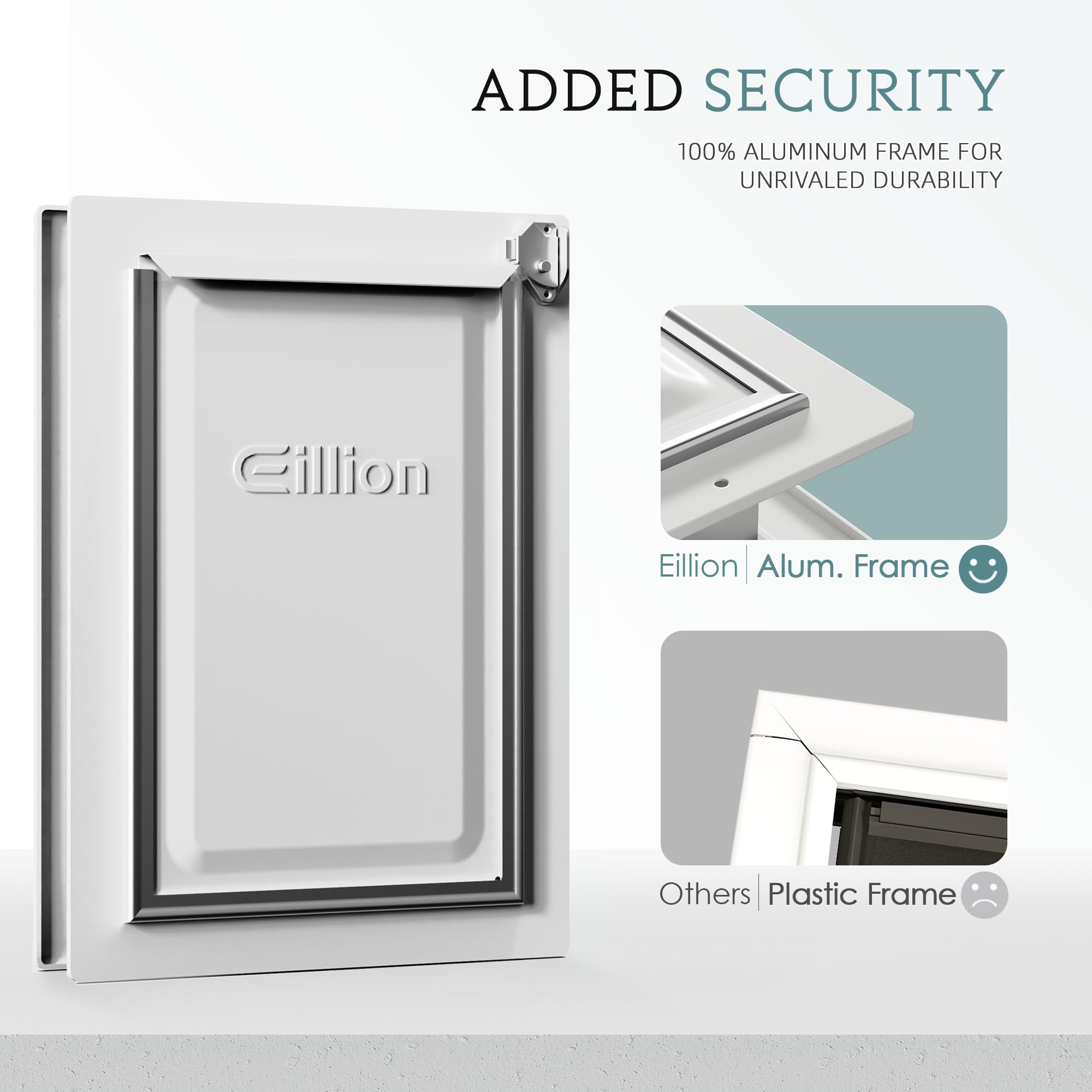 Eillion Medium Dog Door for Door, Doggy Door with Aluminum Frame, 3 Flaps, Metal Closing Panel and Lock, Pet Doggie Door for Int