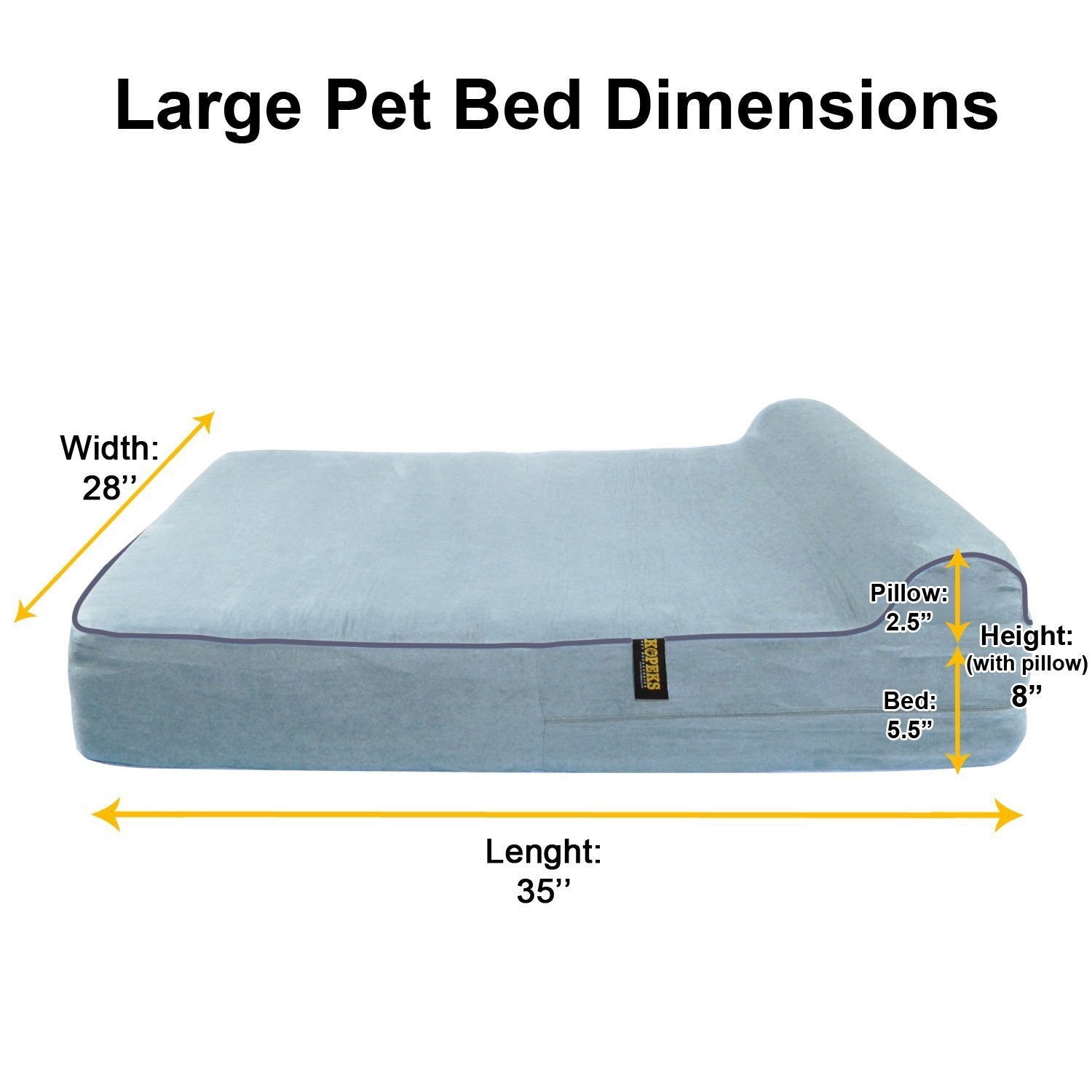 Kopeks Dog Bed Replacement Cover Memory Foam Beds - Grey - Large Size