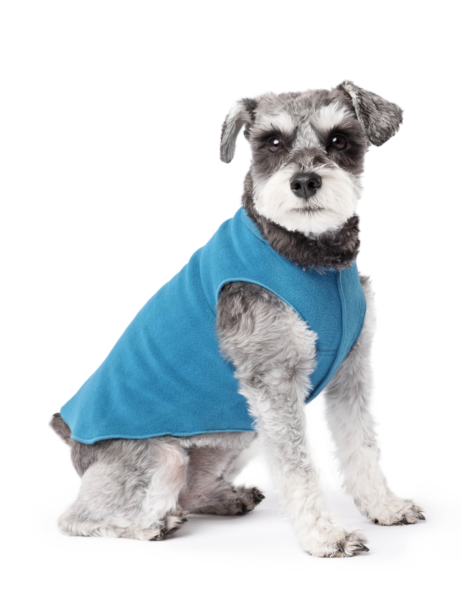Gold Paw Stretch Fleece Dog Coat, Stretchy Pet Sweater, Machine Washable Pullover For Winter And Fall, Marine Blue, 10