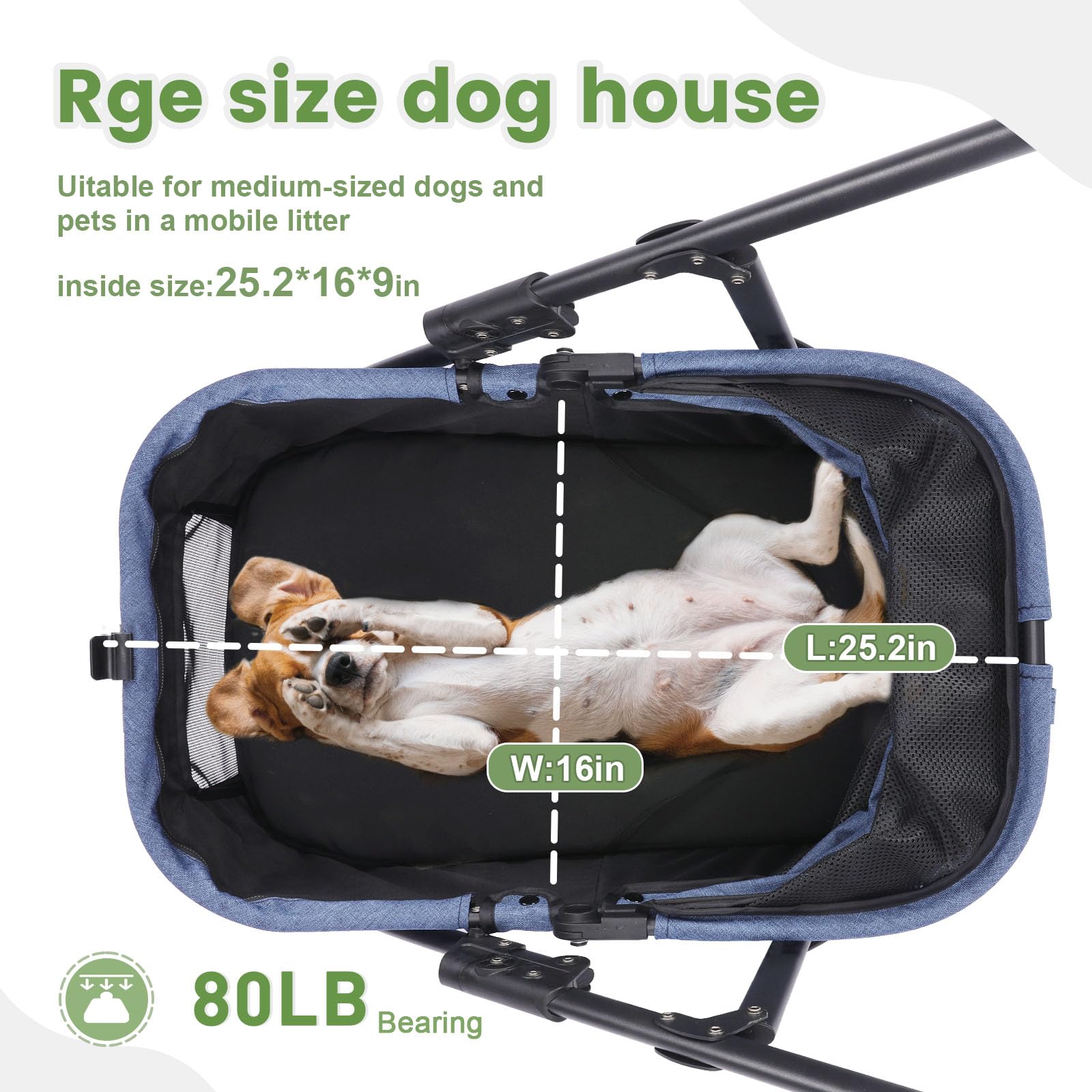 20% Larger Capacity, Dog Stroller for Large Dogs, Update pet Stroller for Medium Dogs Up to 20-66lbs, 4 Wheel All-Terrain with C